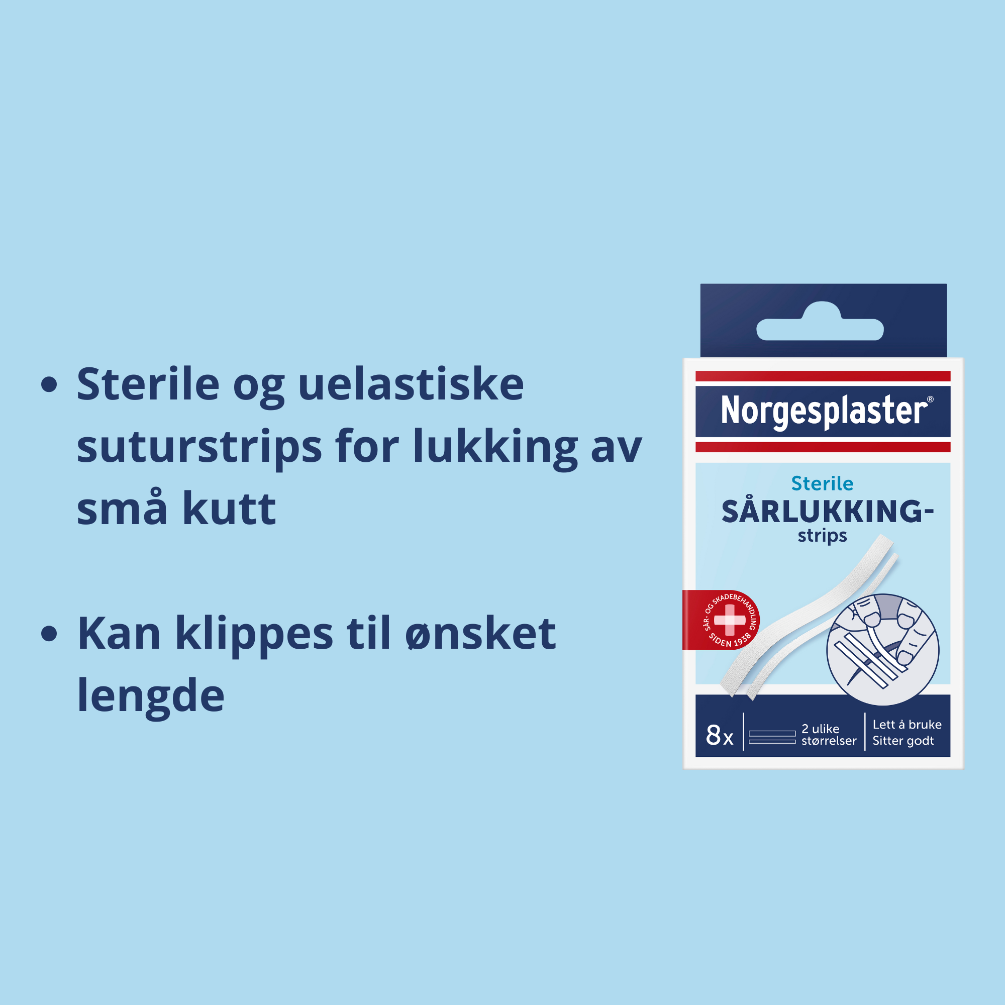 Norgesplaster Sårlukkingstrips, 8 stk.