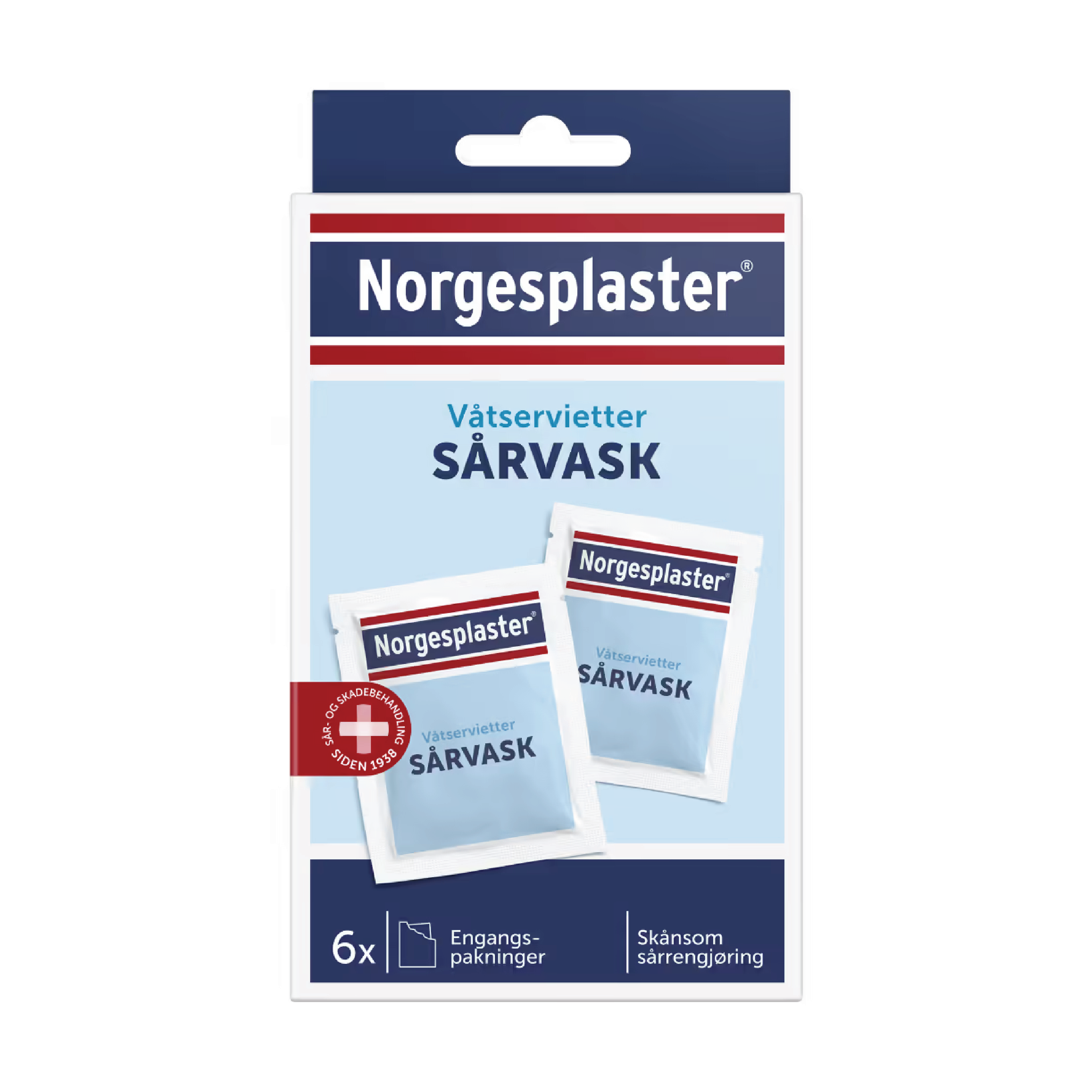 Norgesplaster Sårvask-servietter, 6 stk