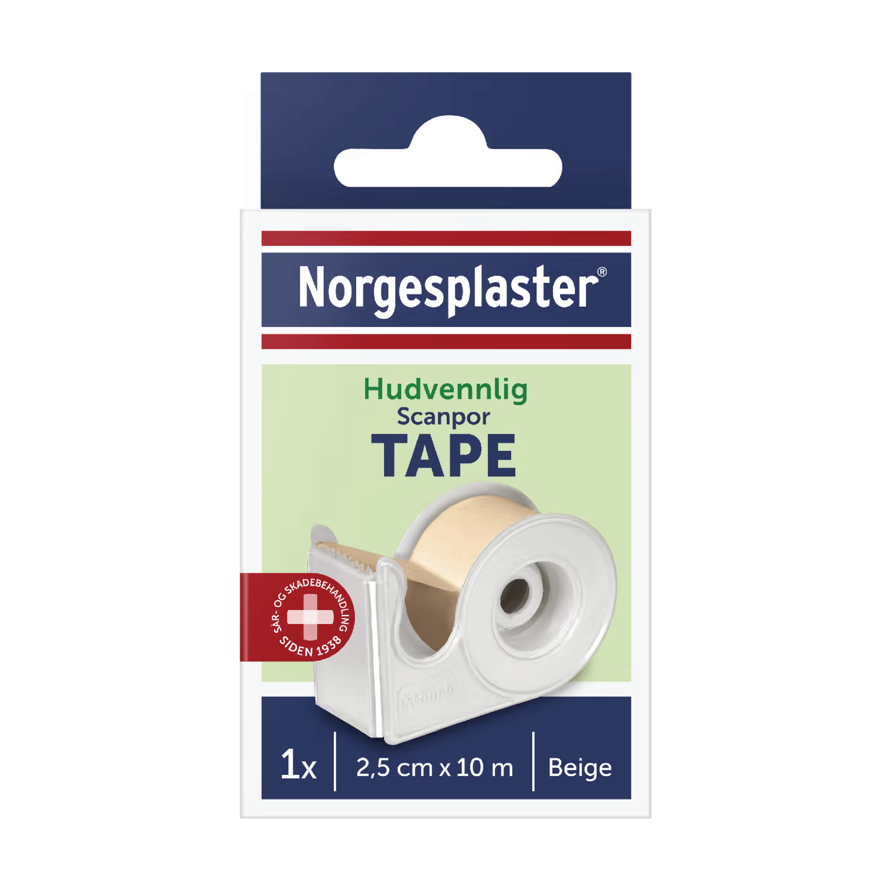 Norgesplaster Scanpor tape beige med dispenser, 2.5 cm x 10 m, 1 stk.
