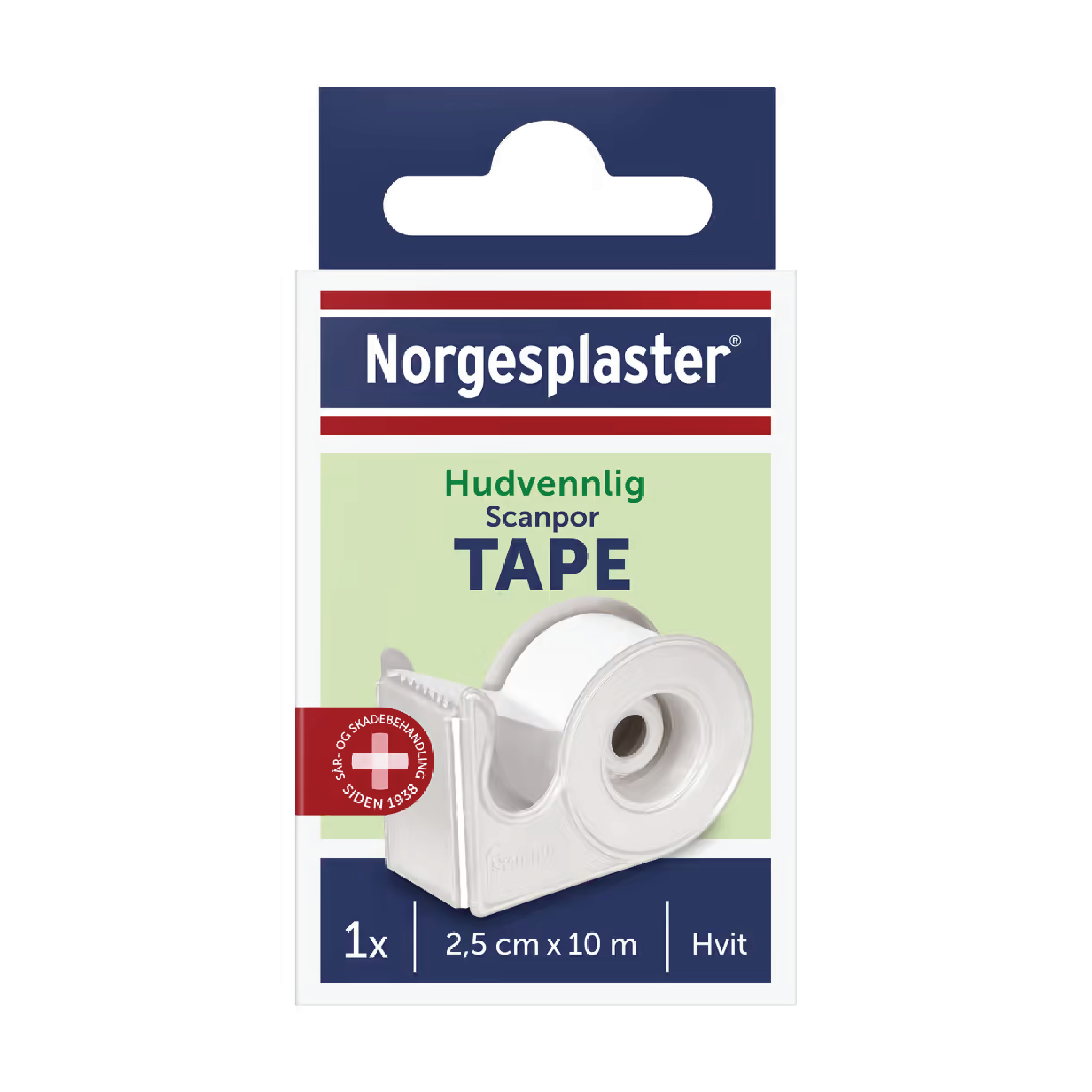 Norgesplaster Scanpor tape med dispenser, 2.5 cm x 10 m, 1 stk.