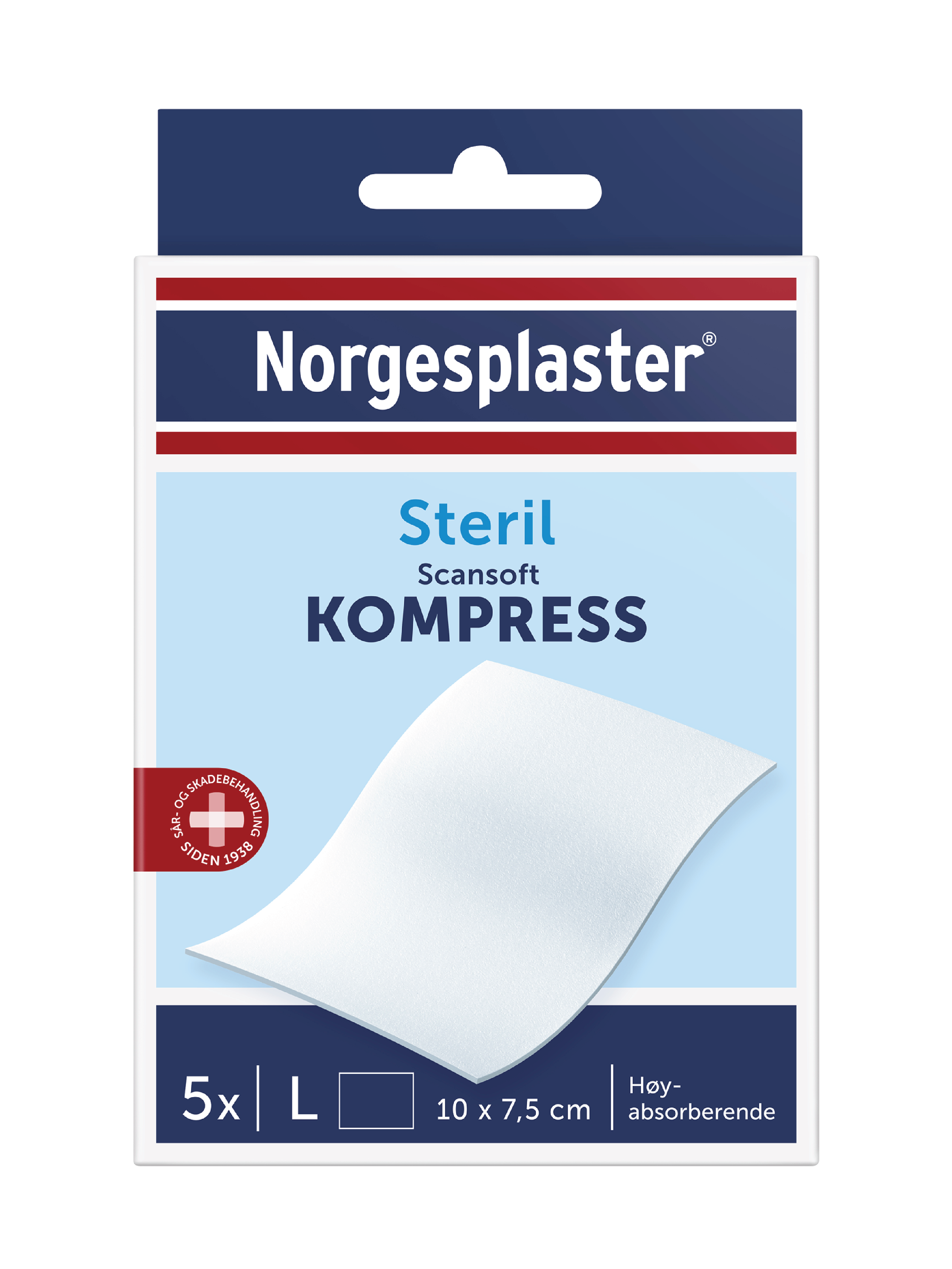 Norgesplaster Scansoft kompress, 10x7,5 cm, 5 stk.