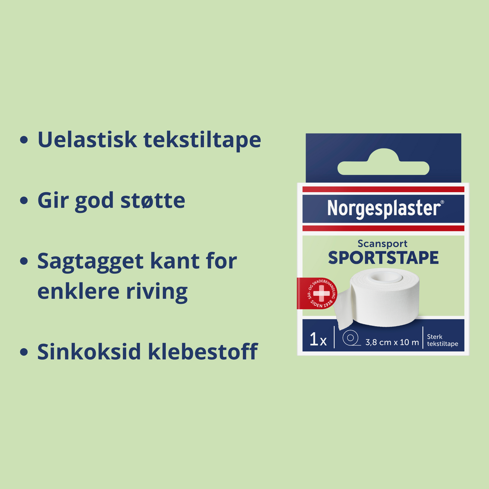 Norgesplaster Scansport Sportstape, 3.8 cm x 10 m, 1 stk.
