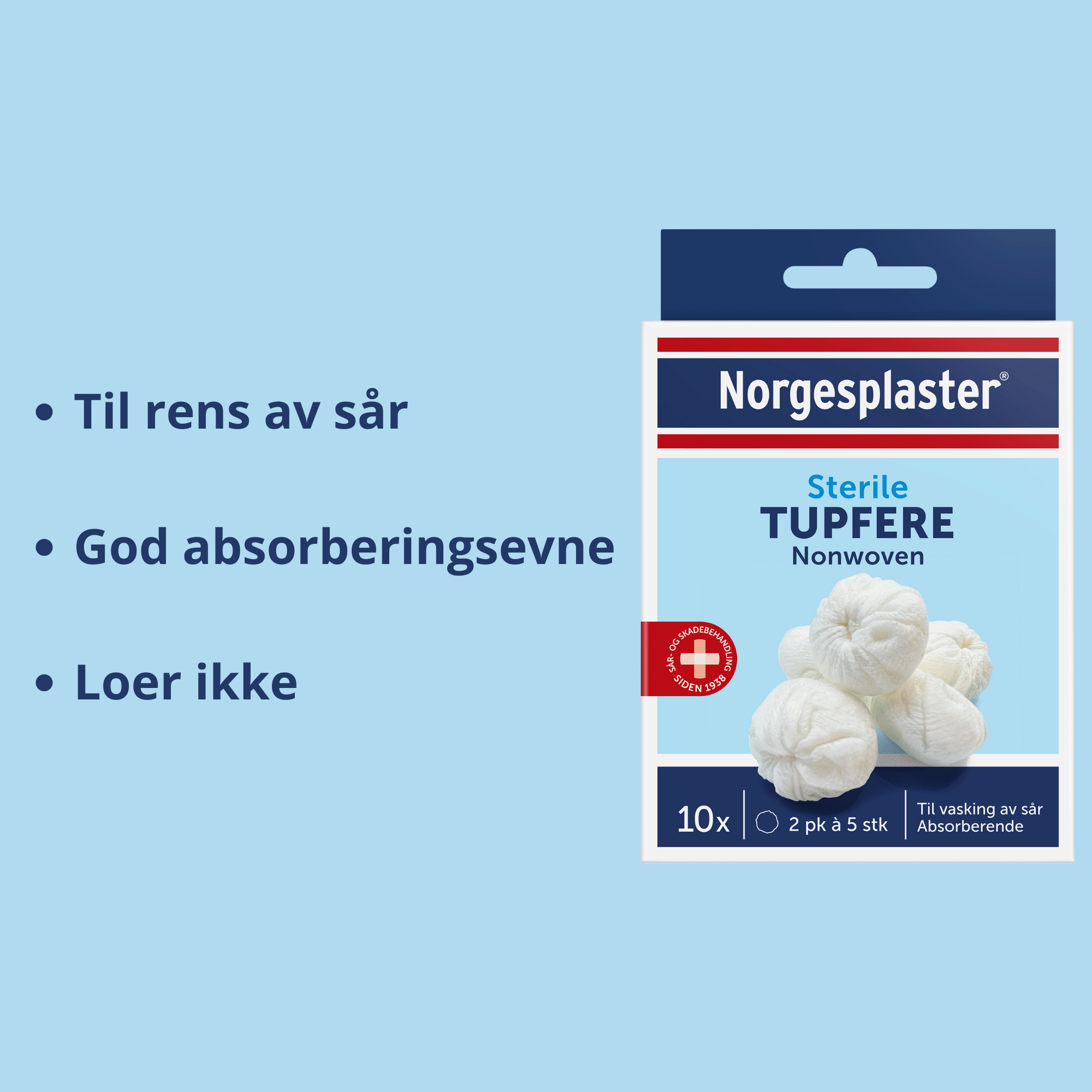 Norgesplaster Sterile tupfere, 10 stk.