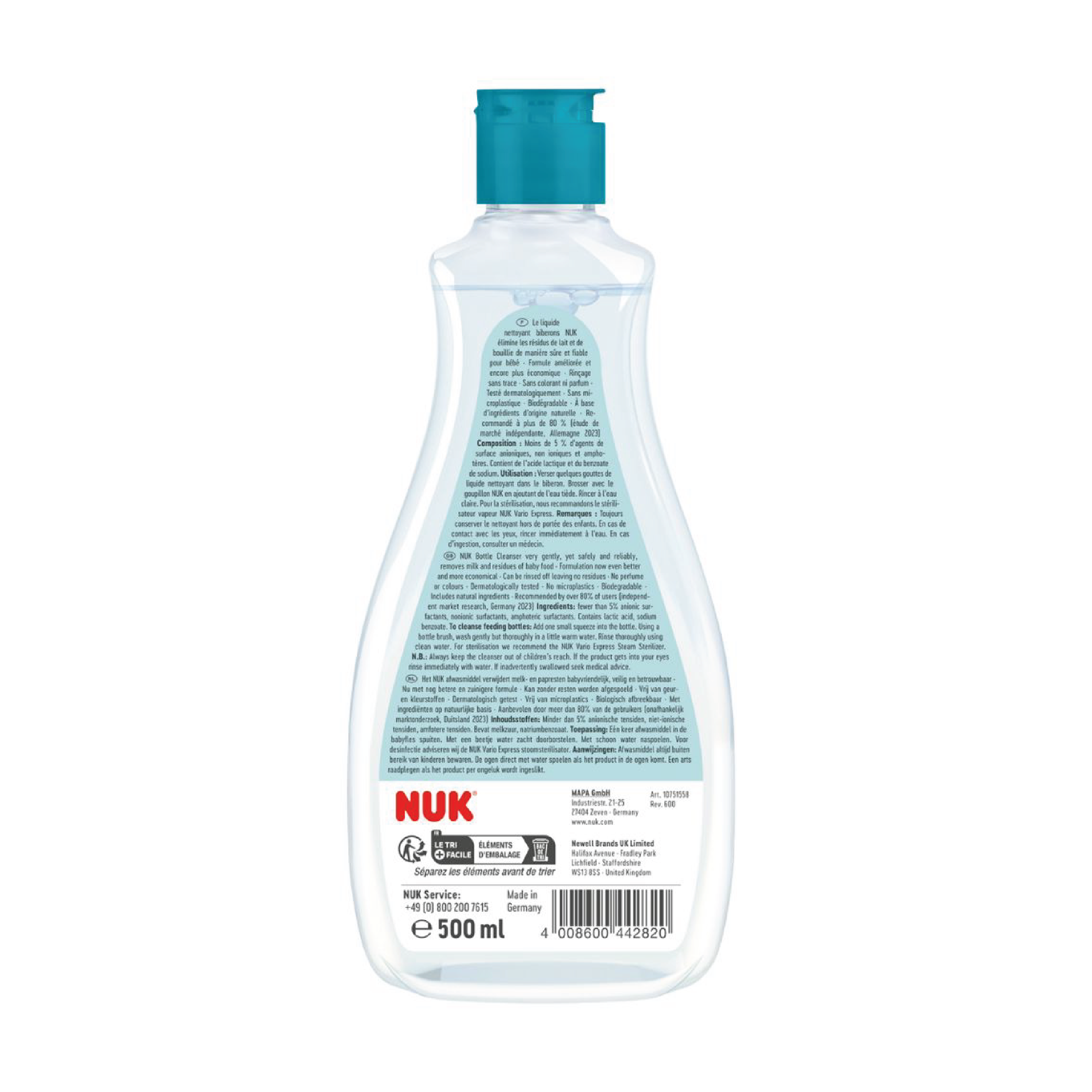 NUK Baby Bottle Cleanser New Formula, 500 ml