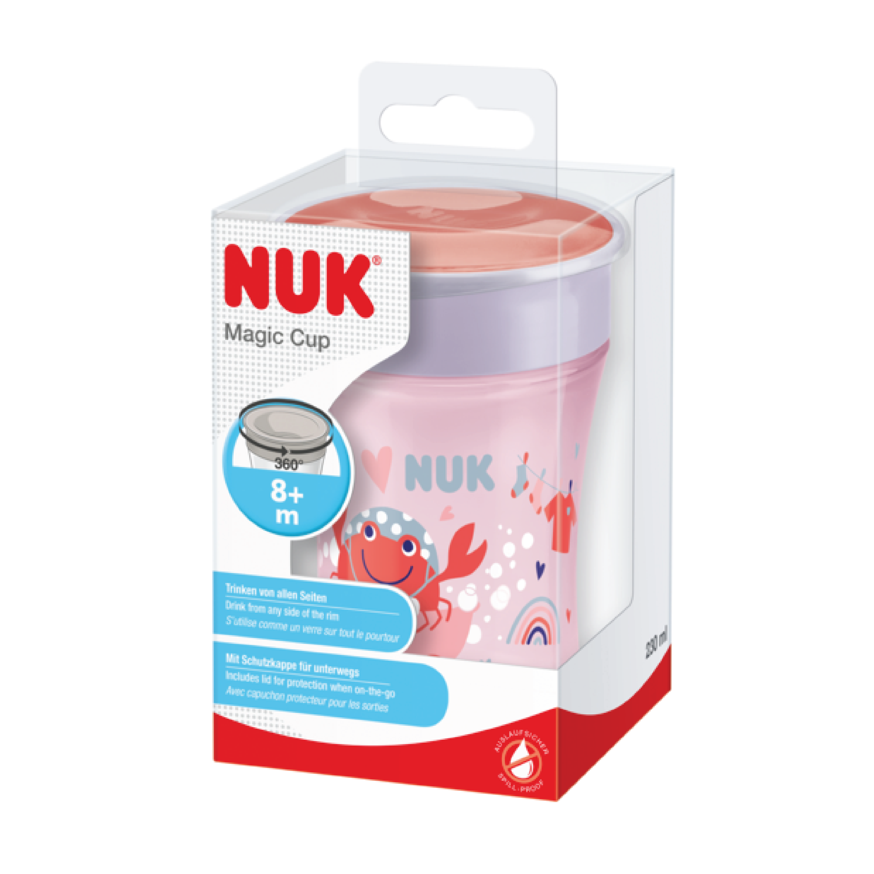NUK Evolution Magic Cup, 8 mnd +, rød/lilla, 230 ml