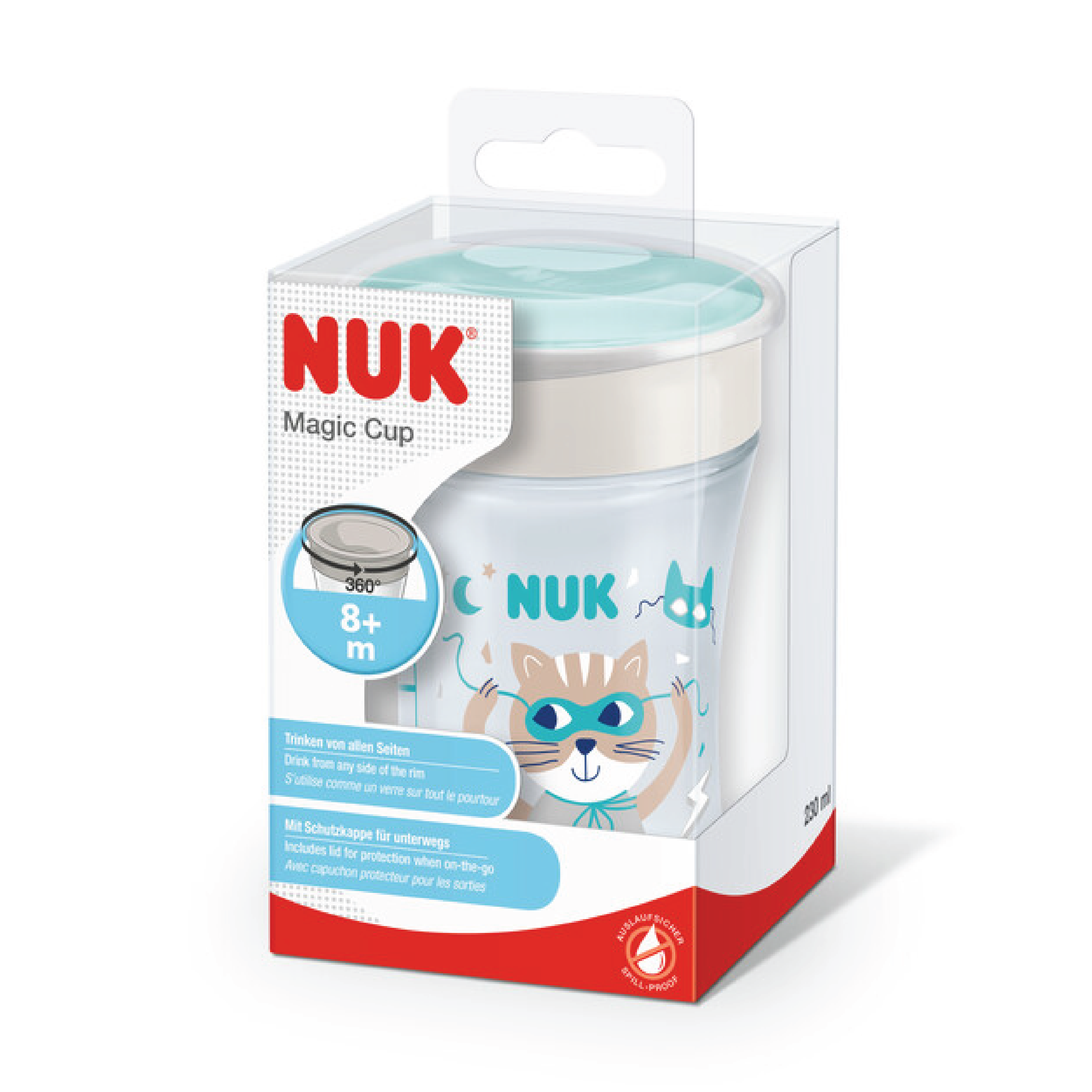 NUK Evolution Magic Cup, 8 mnd +, beige/turkis, 230 ml
