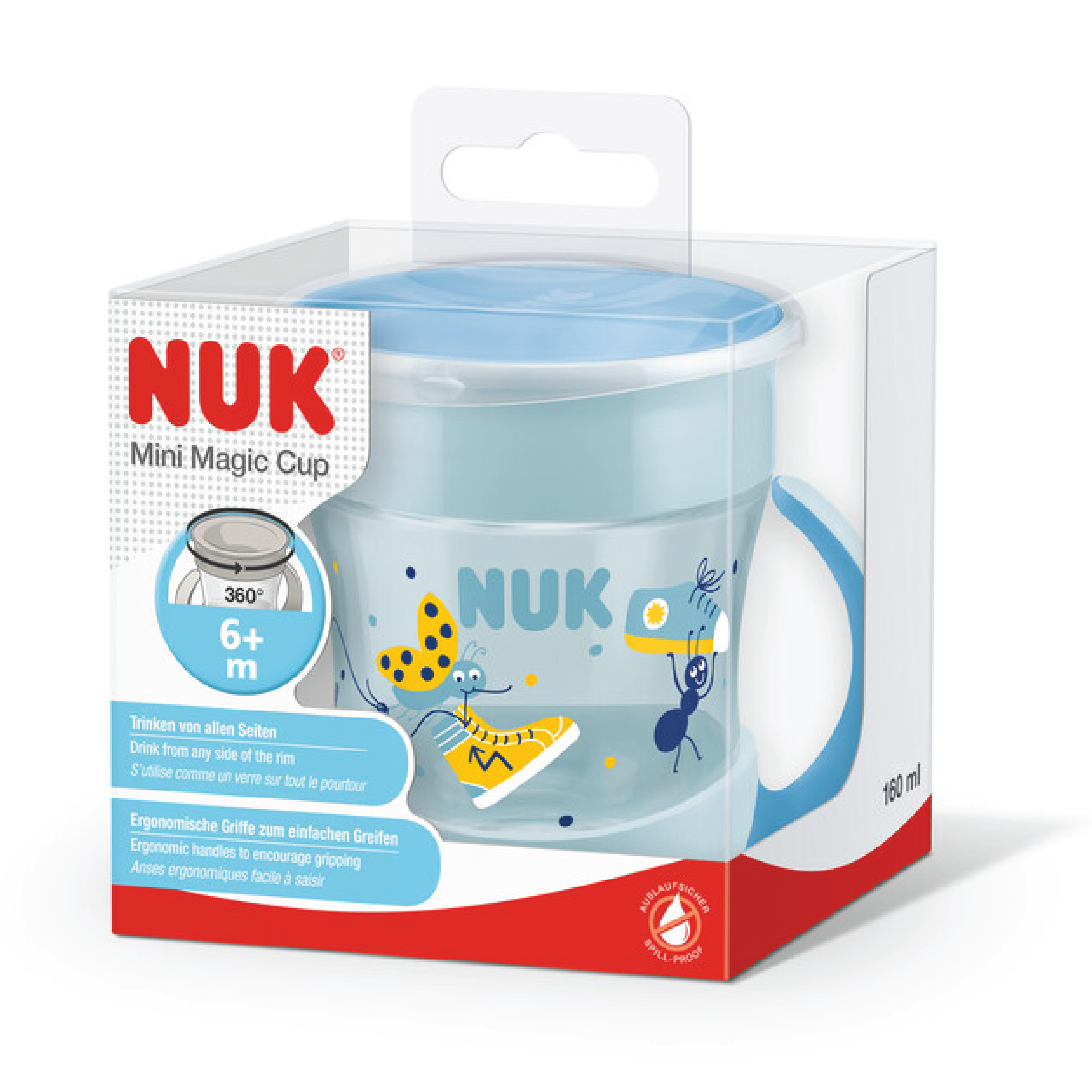 NUK Evolution Mini Magic Cup, 6 mnd +, blå, 160 ml