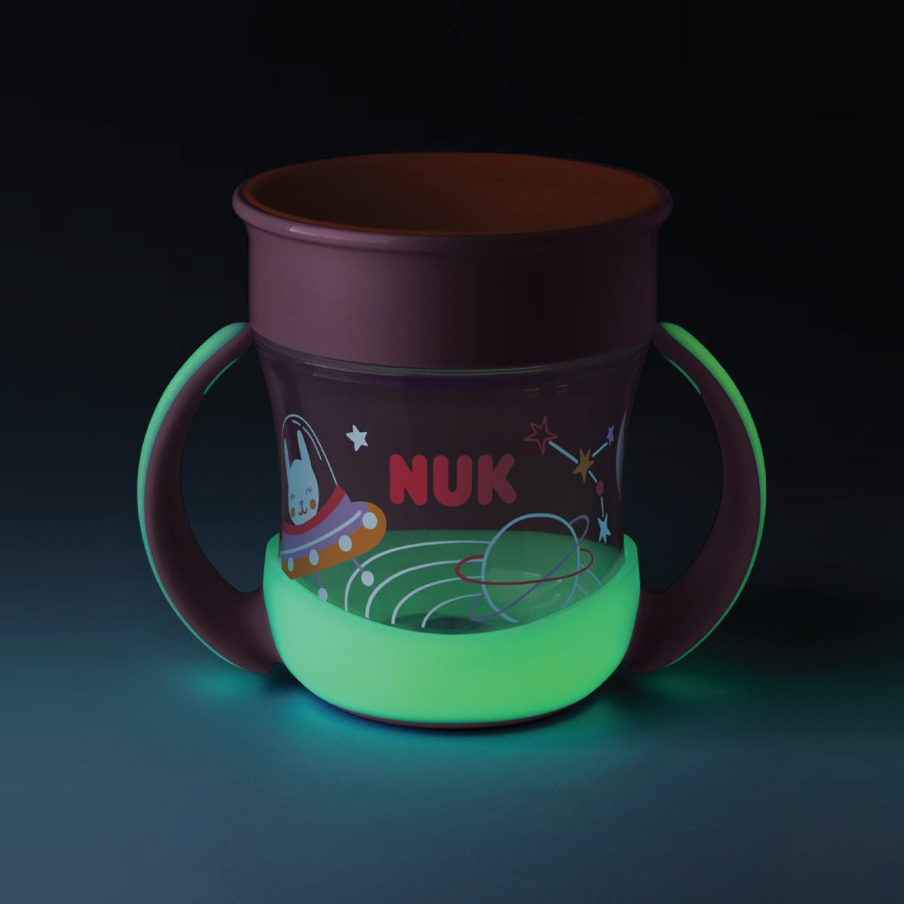 NUK Evolution Mini Magic Cup Glow In The Dark, 8 mnd +, rosa, 160 ml