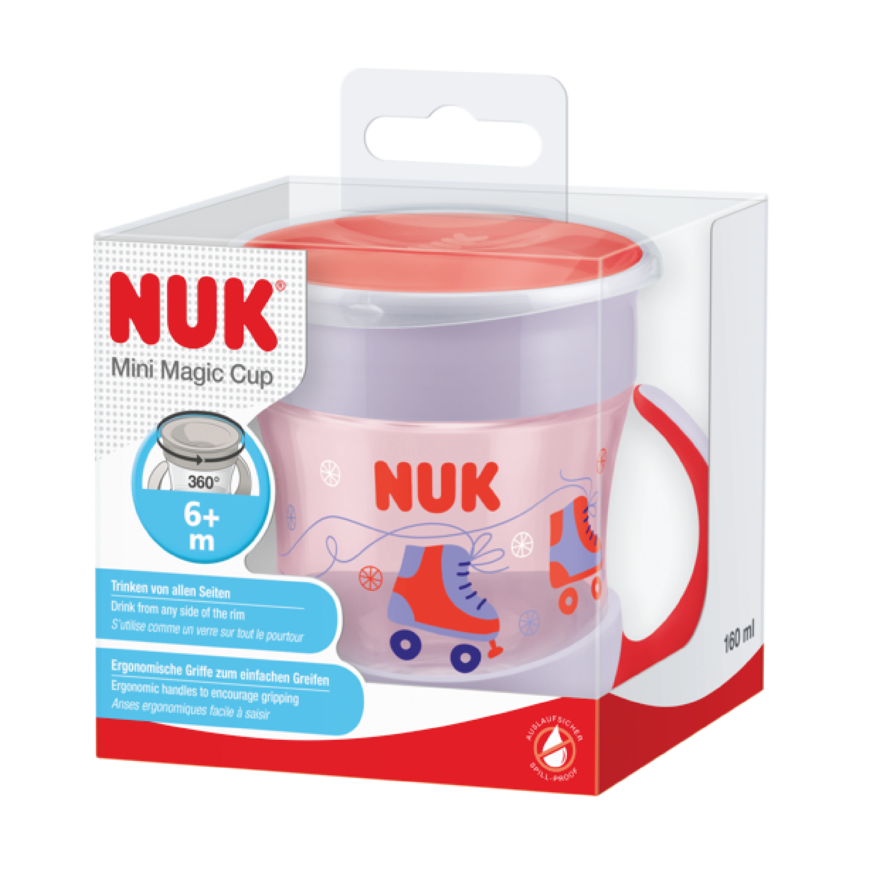 NUK Evolution Mini Magic Cup, 6 mnd +, rød/lilla, 160 ml