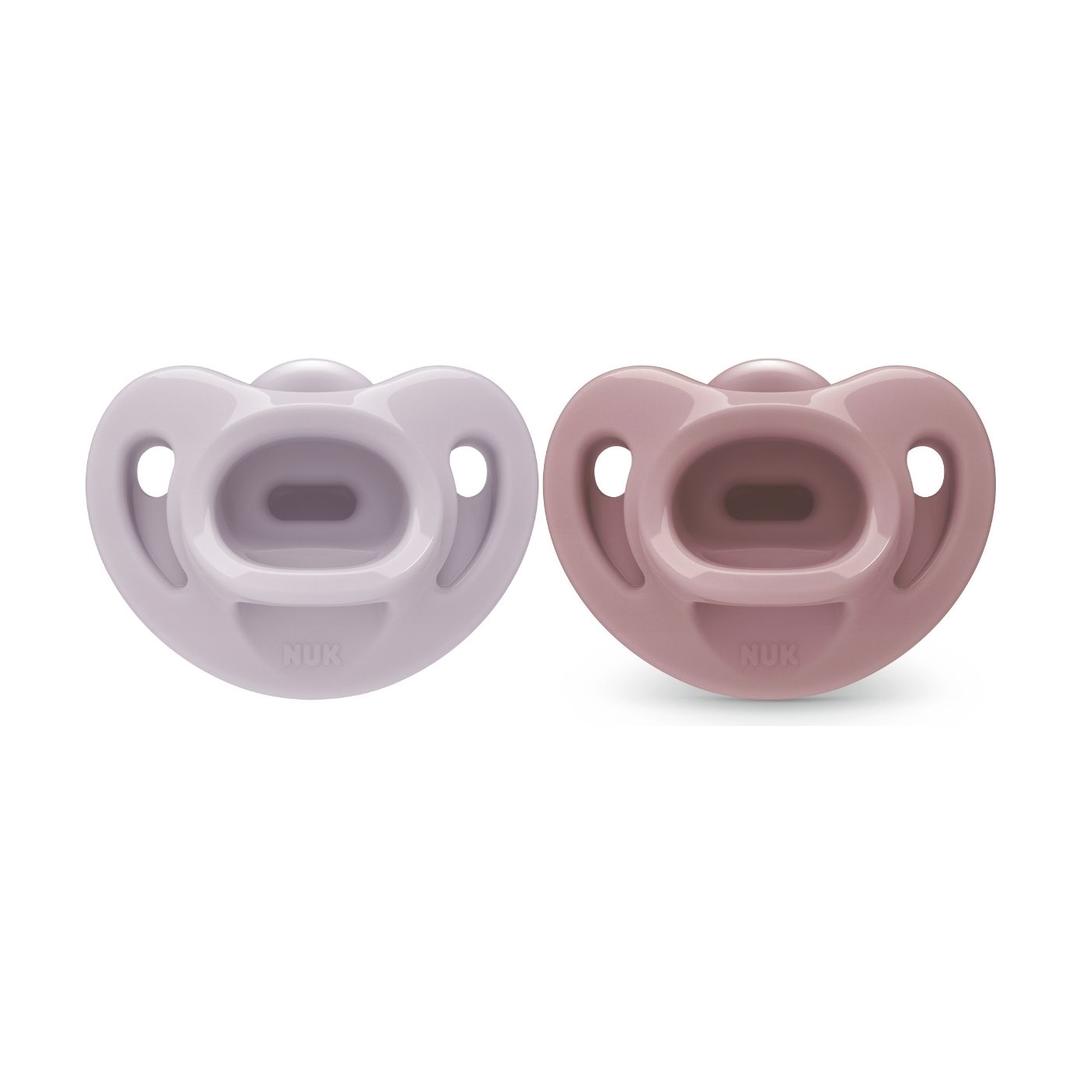 NUK First Choice Soft Silikon Smokk, 0-6 mnd, rosa, 2 stk.