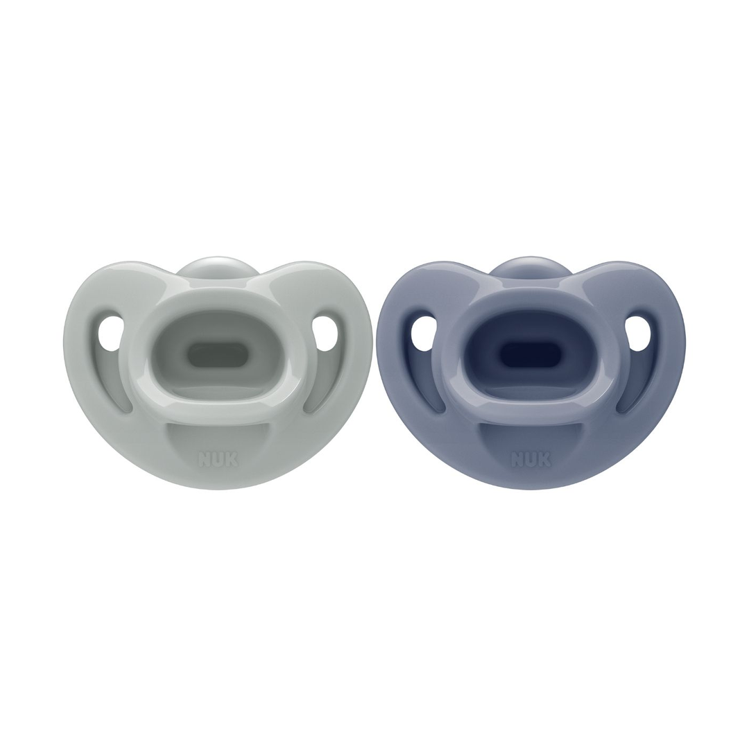 NUK First Choice Soft Silikon Smokk, 0-6 mnd, blå, 2 stk.