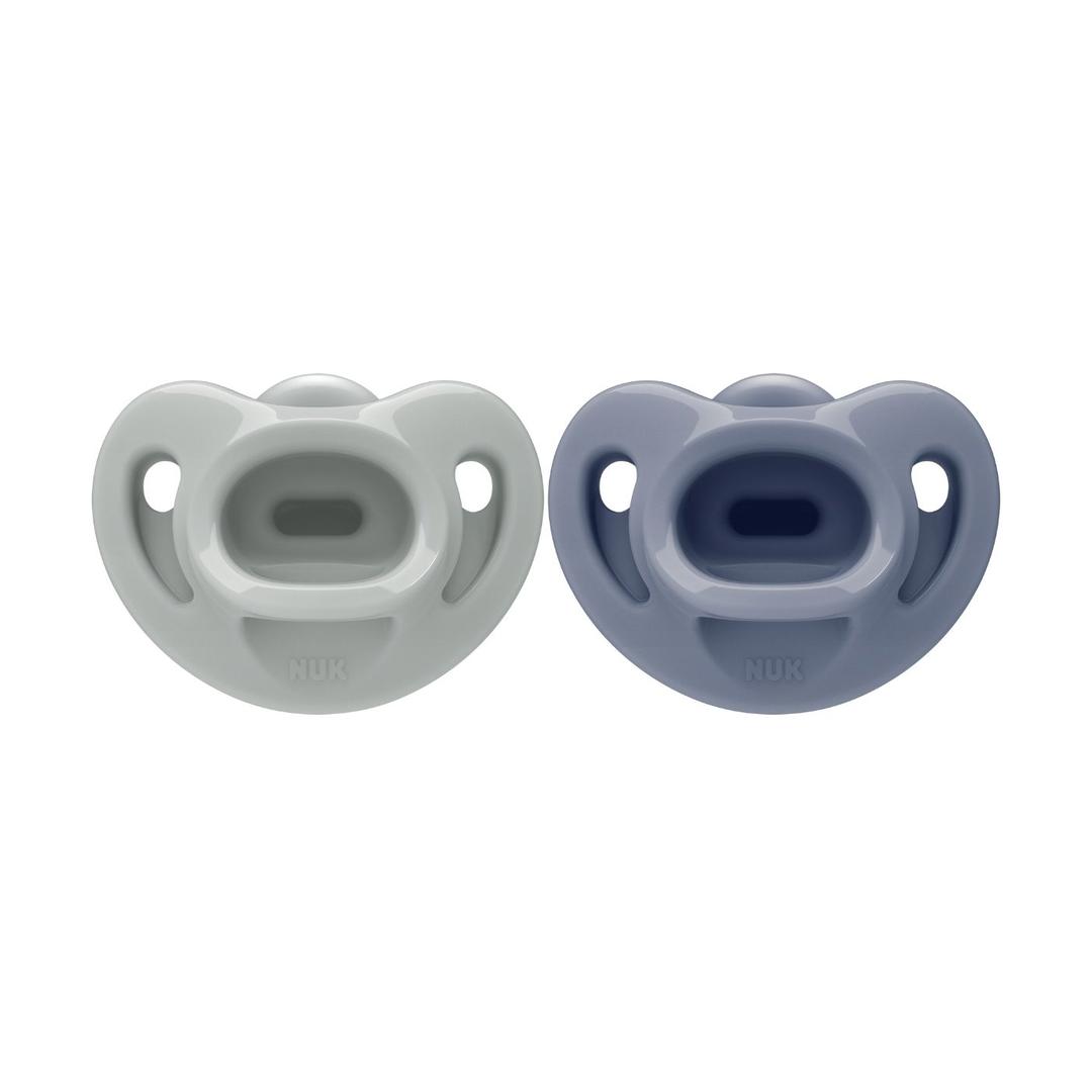 NUK First Choice Soft Silikon Smokk, 0-6 mnd, blå, 2 stk.