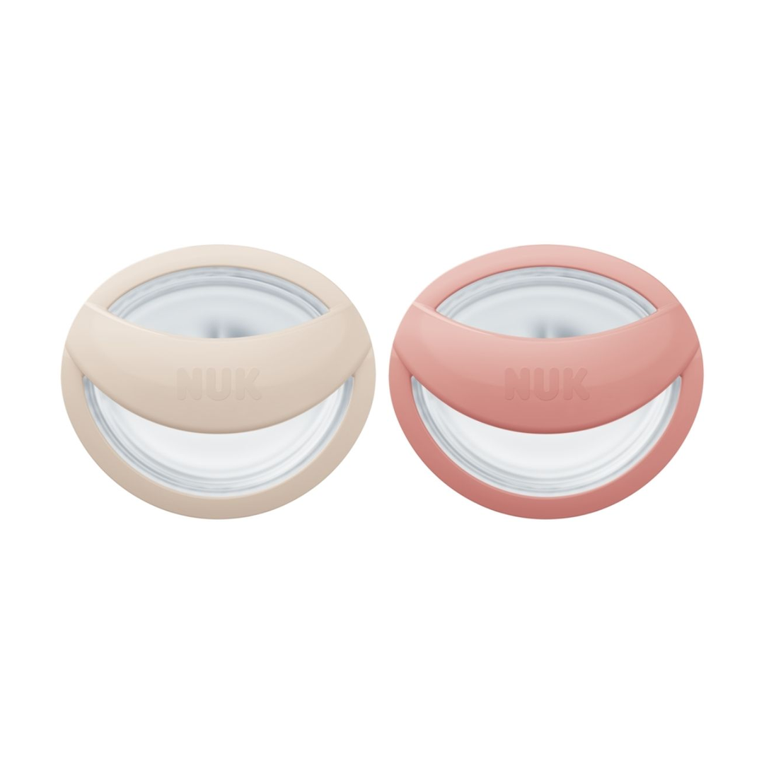 NUK MommyFeel Silikon Smokk, 0-9 mnd, beige/rosa, 2 stk.