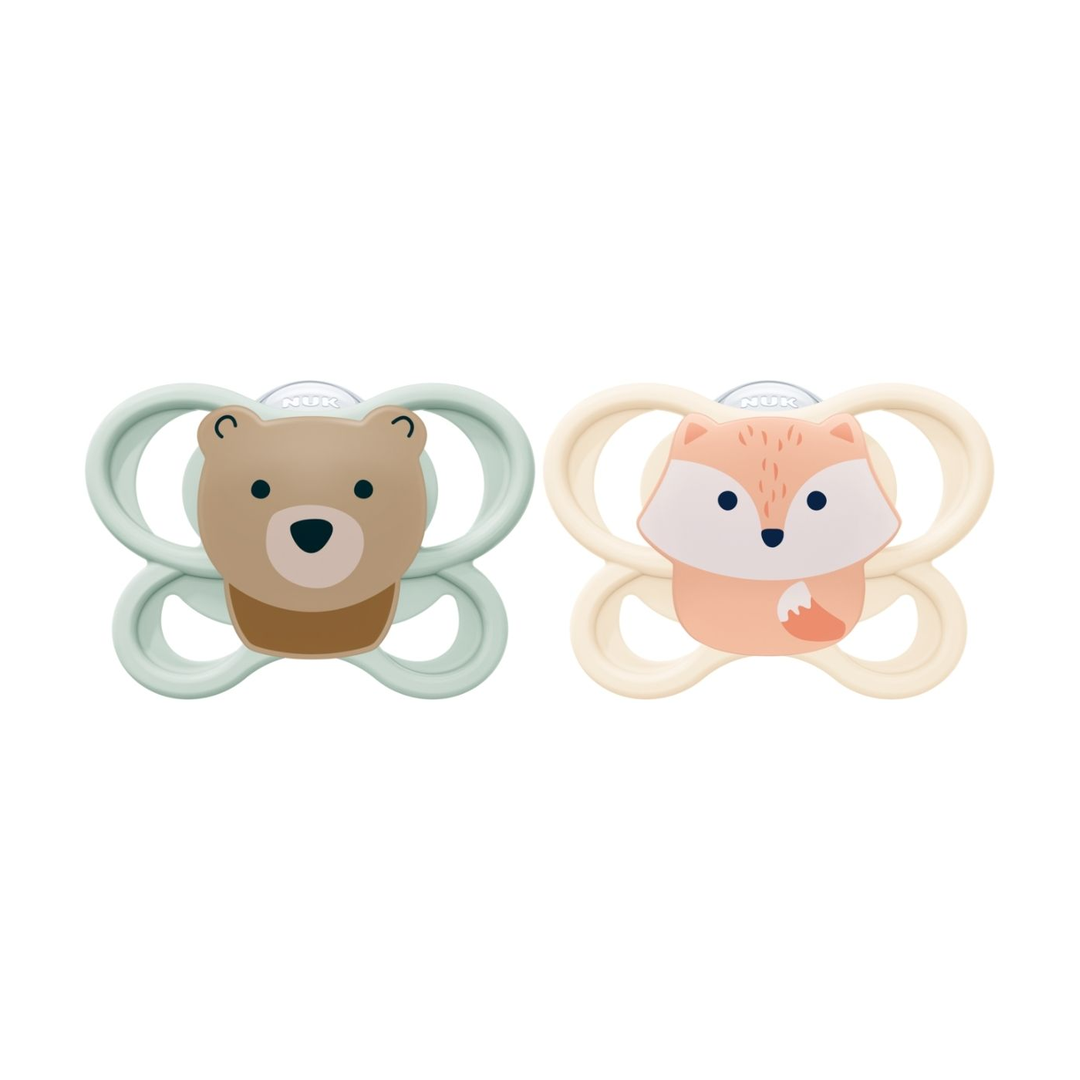 NUK Perfect Match Air Smokk Fox/Bear, 0-2 mnd, 2 stk.