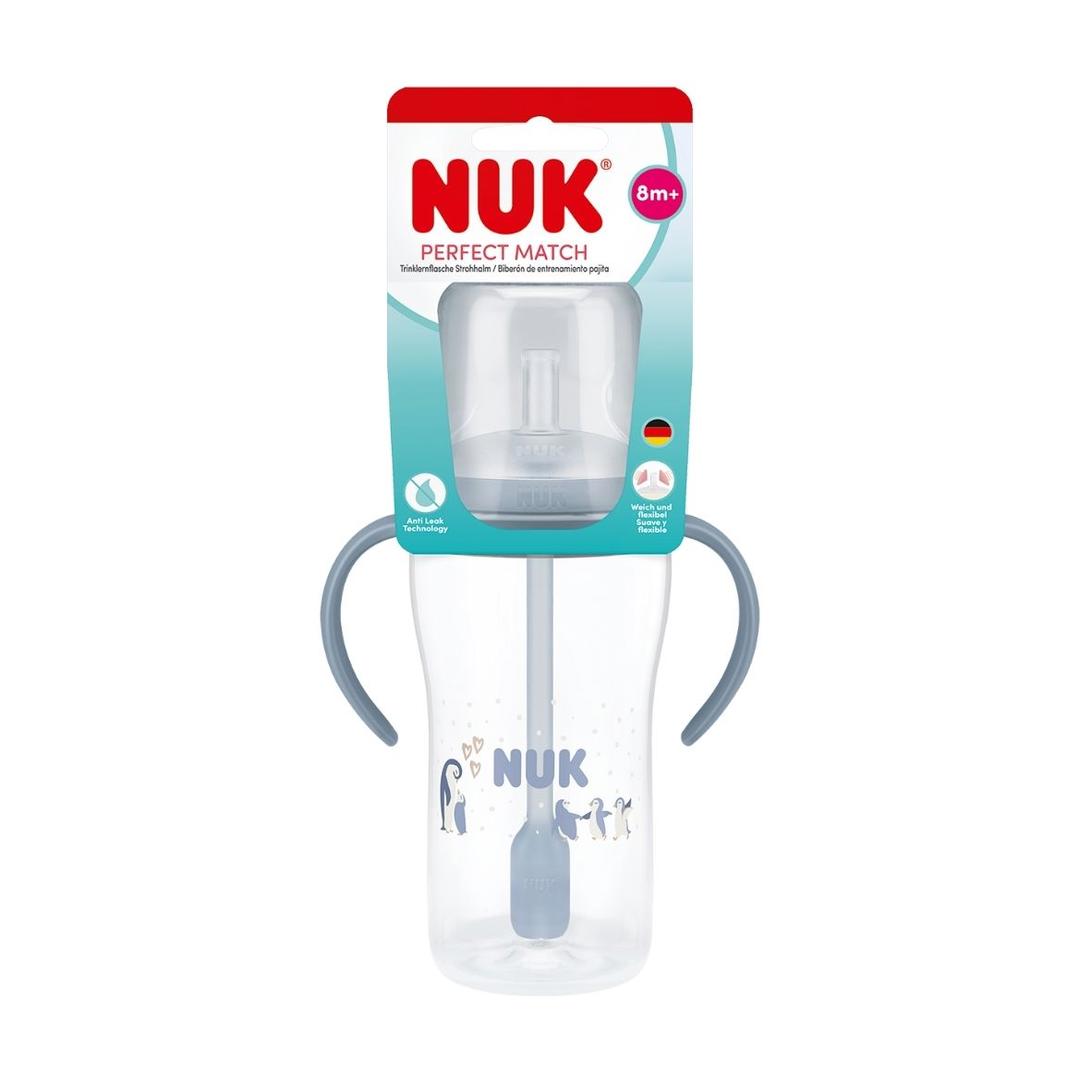 NUK Perfect Match Learner Bottle Straw Penguin, 8 mnd+, 260 ml