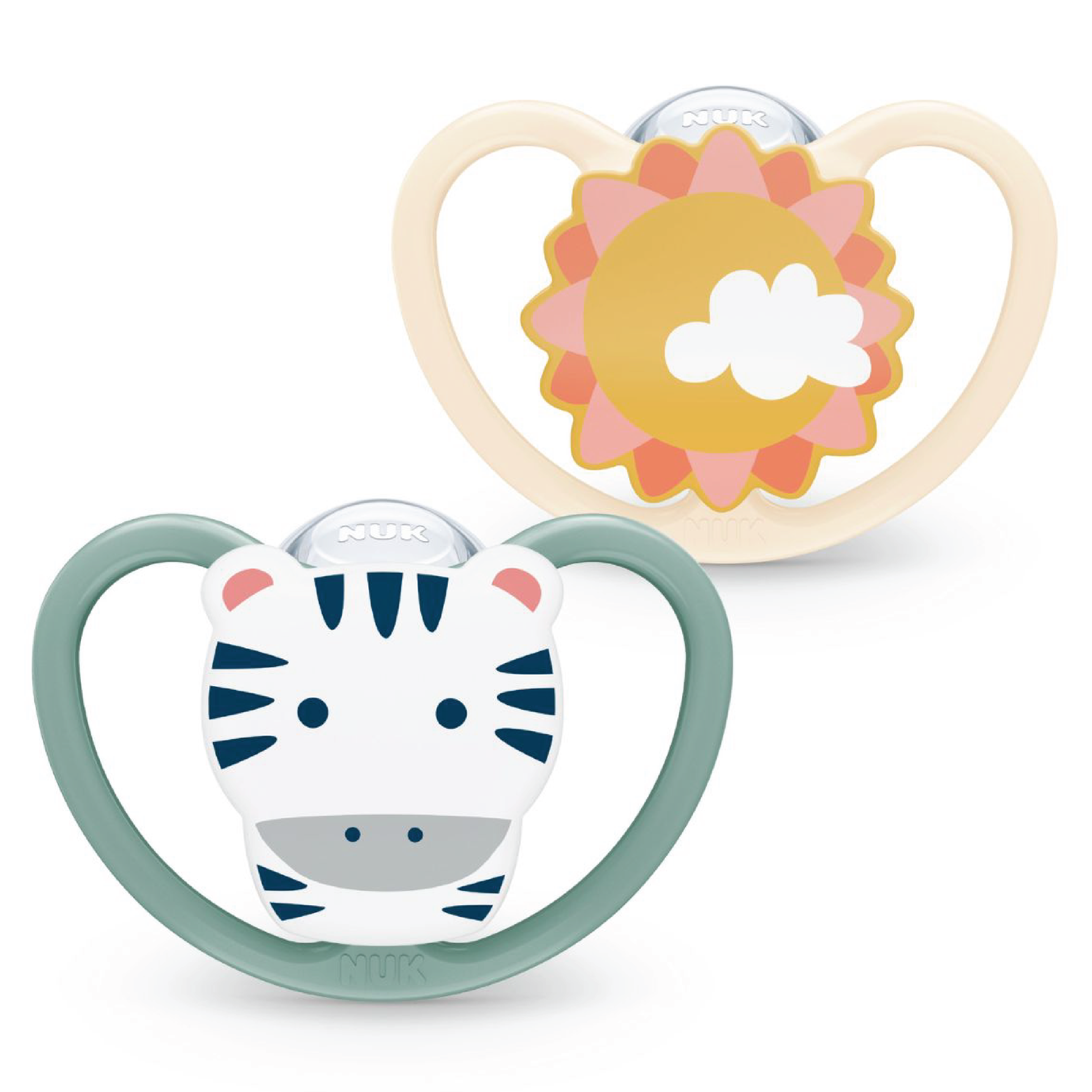 NUK Space Silikon Smokk S2 Zebra, 6-18 mnd, 2 stk.