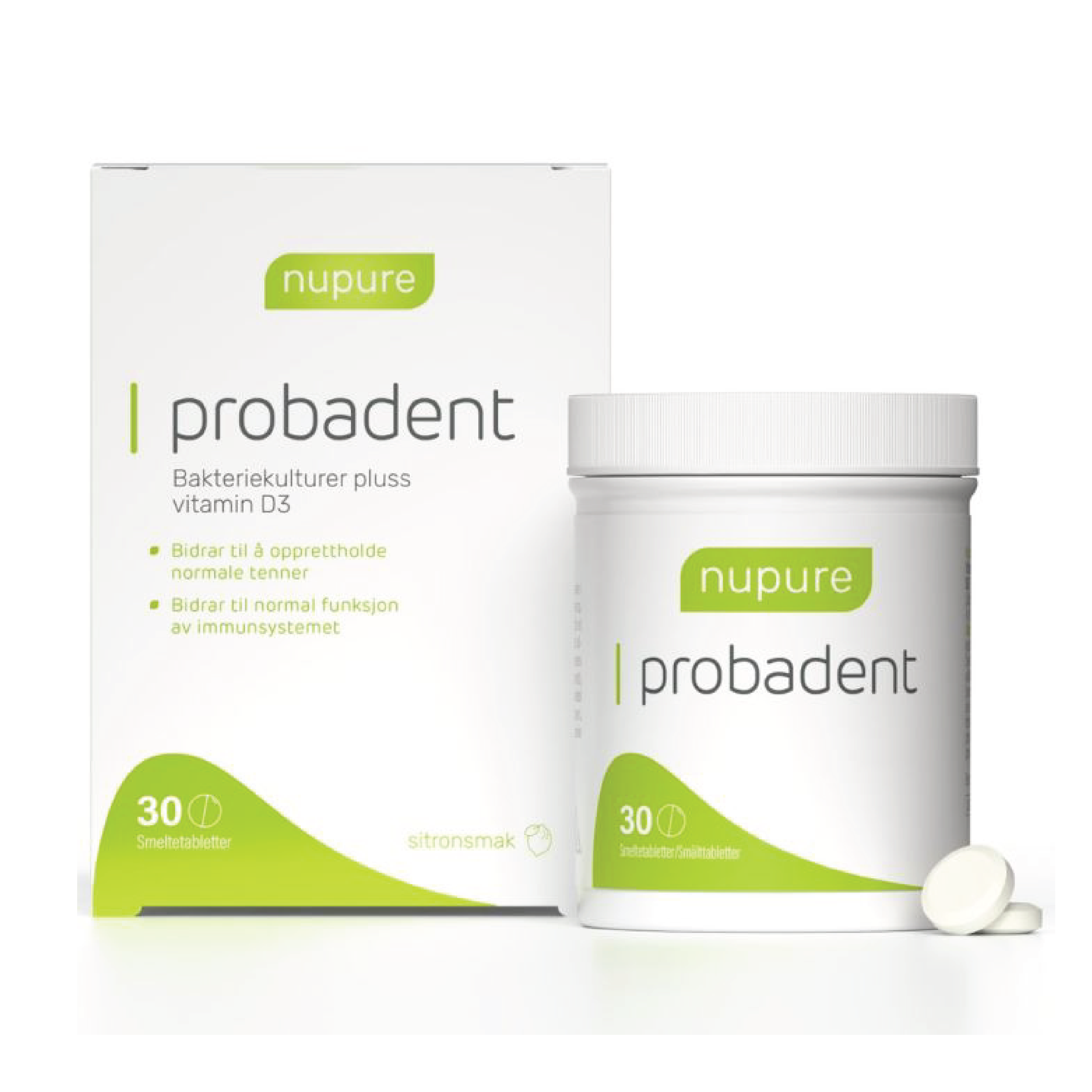Nupure Probadent smeltetabletter, Sitron, 30 stk.