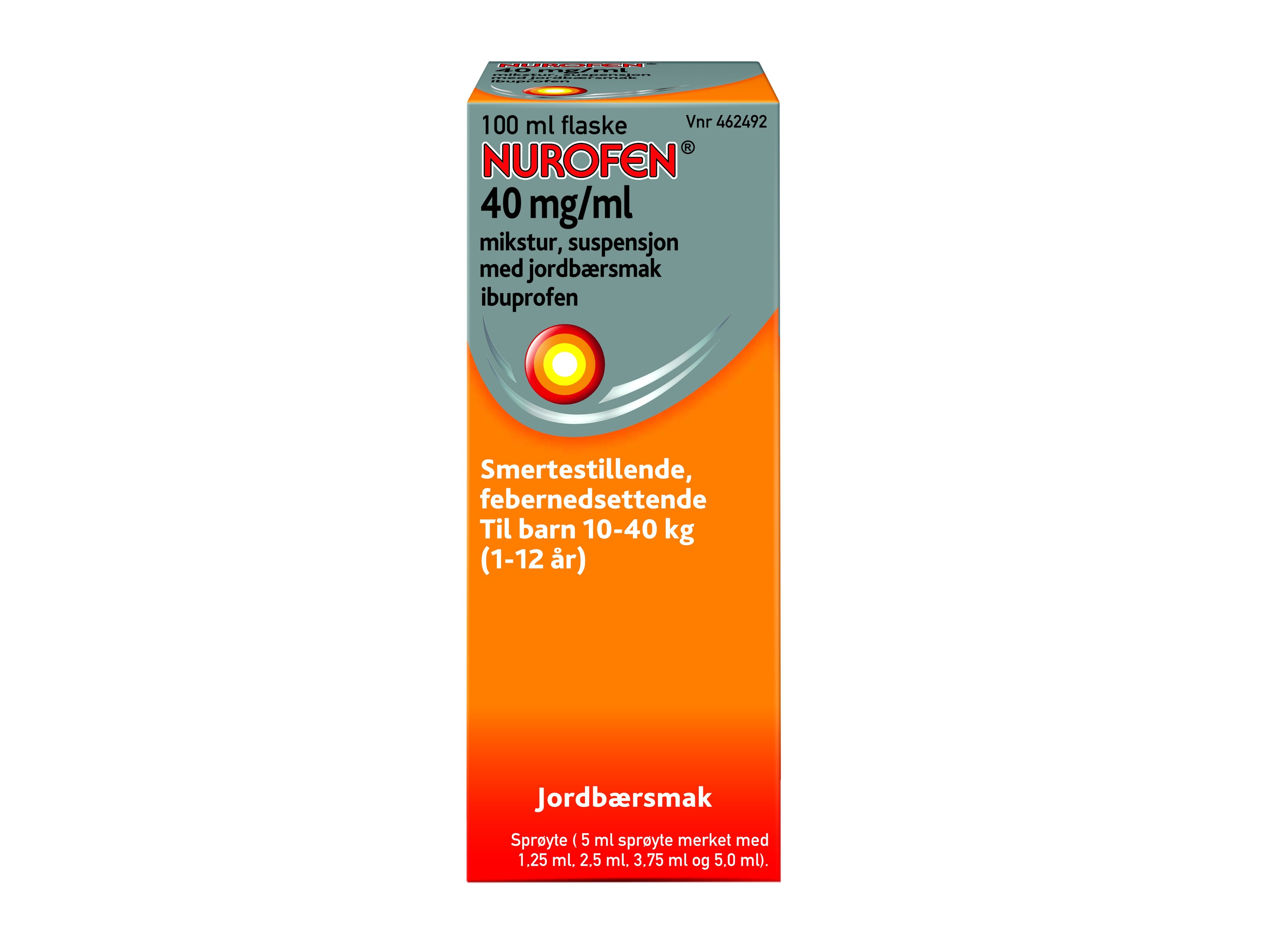 Nurofen Mikst 40mg/ml jordbær, 100 ml.