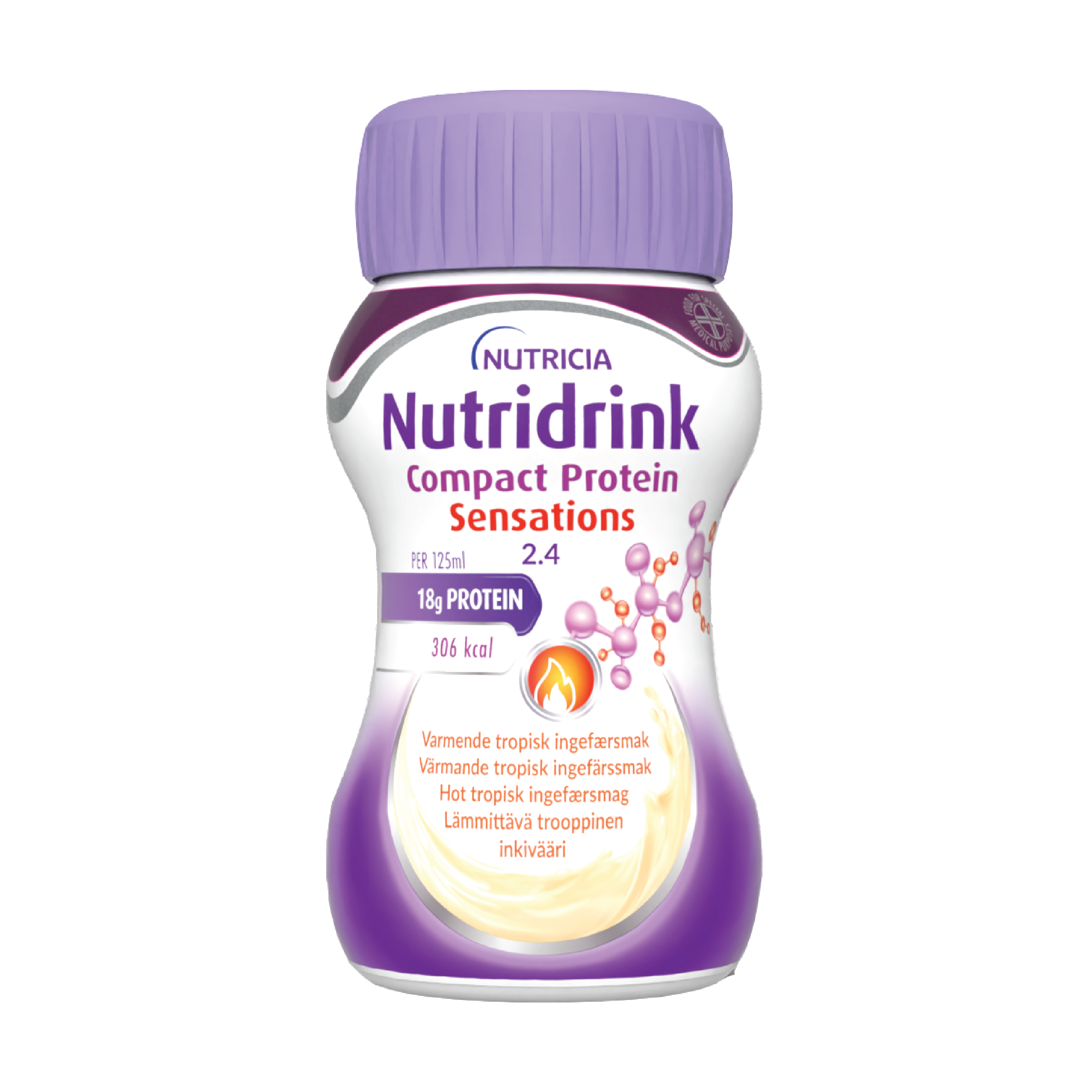 Nutridrink Compact Protein Sensations Næringsdrikk, Varmende tropisk ingefær, 4x125 ml