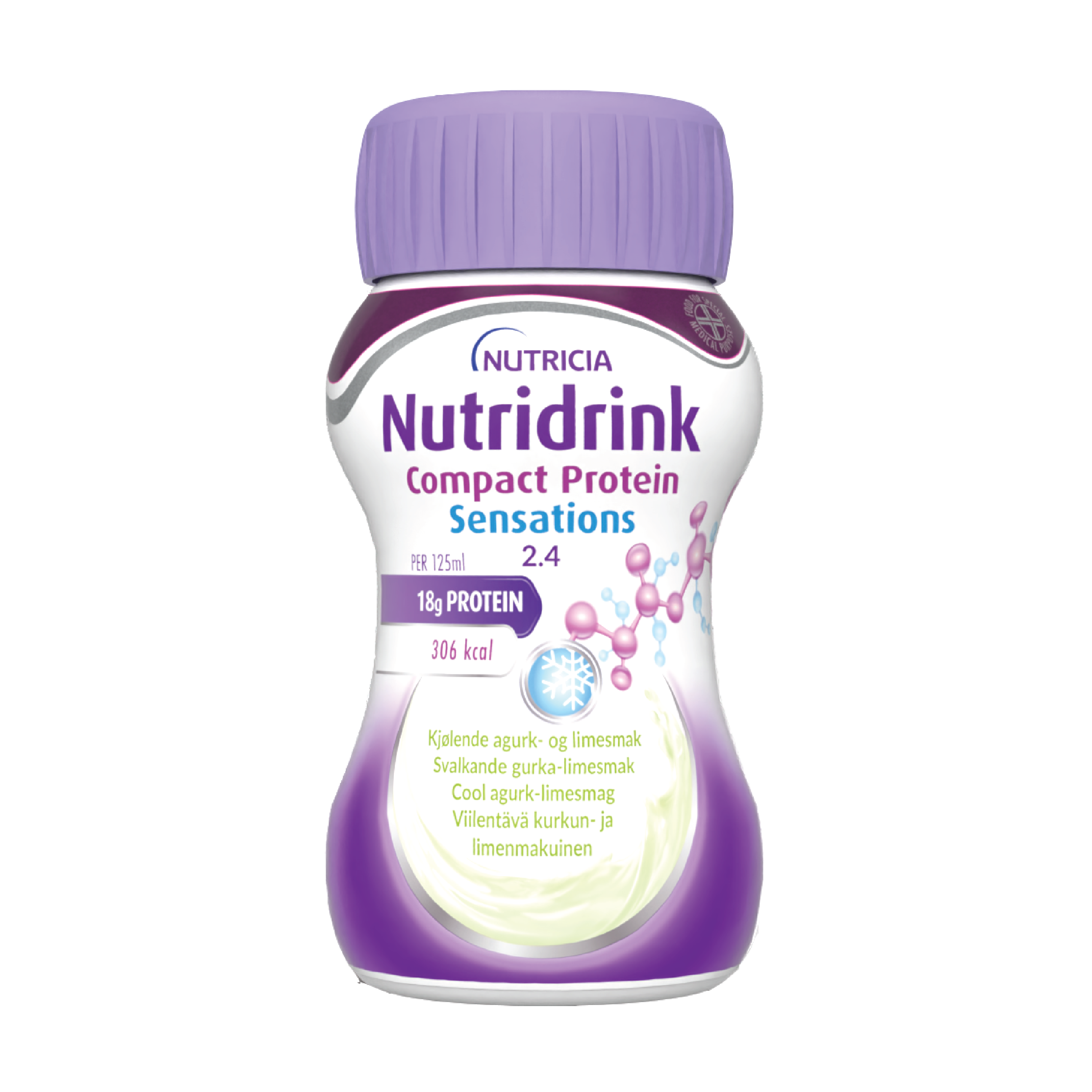 Nutridrink Compact Protein Sensations Næringsdrikk, Kjølende agurk og lime, 4x125 ml
