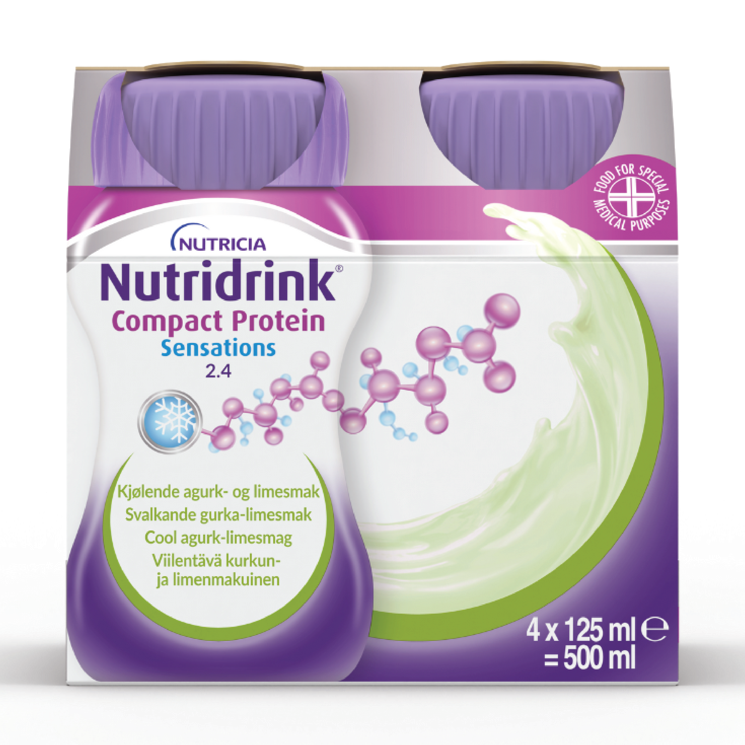 Nutridrink Compact Protein Sensations Næringsdrikk, Kjølende agurk og lime, 4x125 ml
