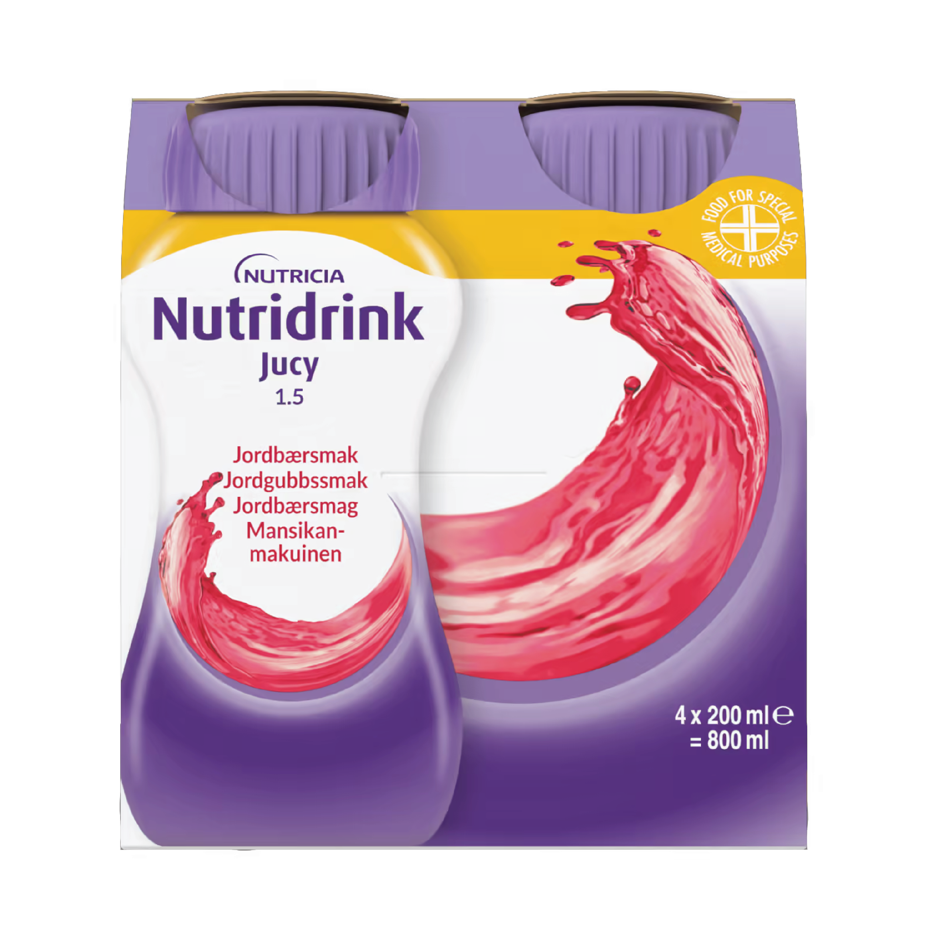 Nutridrink Jucy Næringsdrikk, Jordbær, 4x200 ml