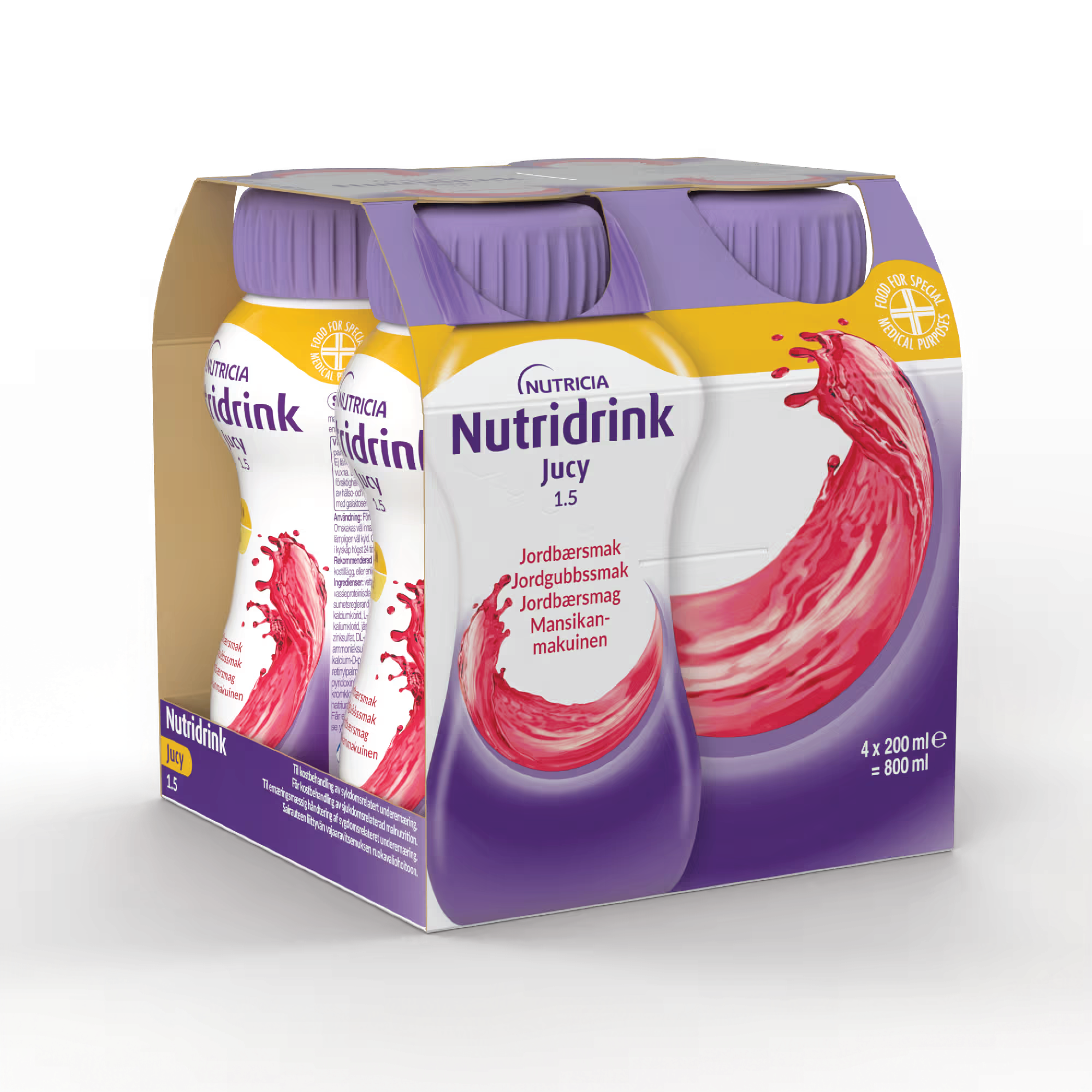 Nutridrink Jucy Næringsdrikk, Jordbær, 4x200 ml