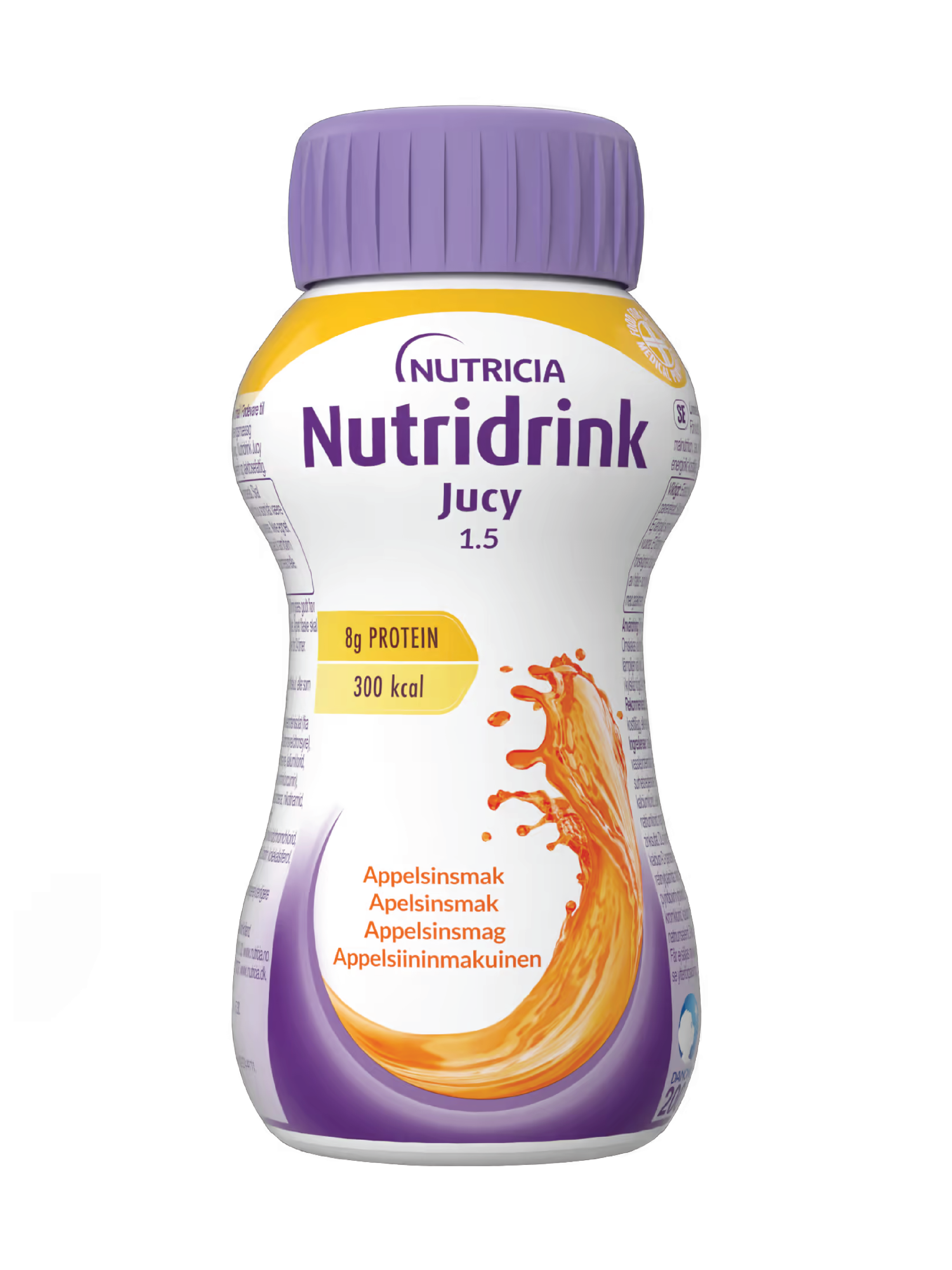 Nutridrink Jucy Næringsdrikk, Appelsin, 4x200 ml