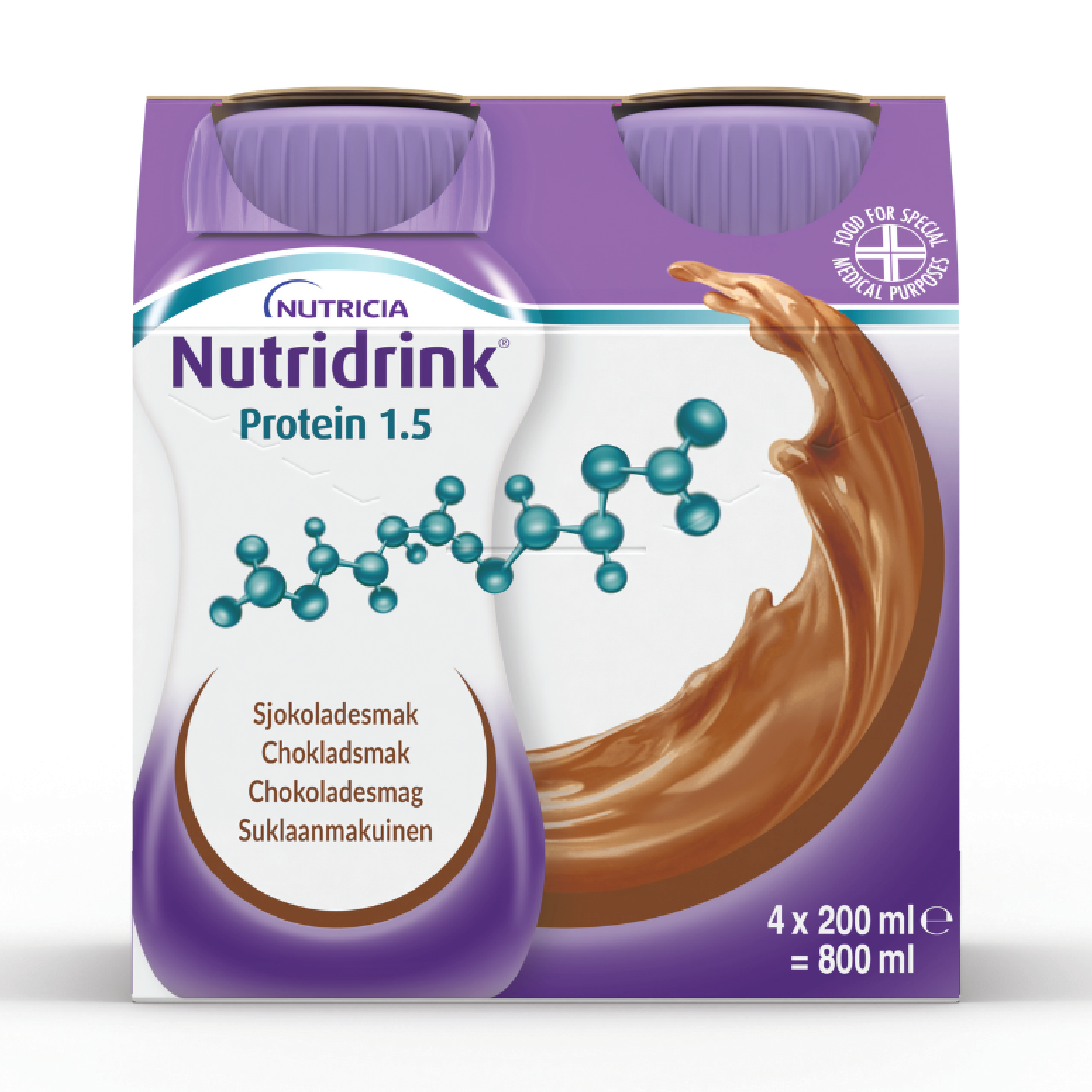 Nutridrink Protein 1.5 Næringsdrikk, Sjokolade, 4x200 ml