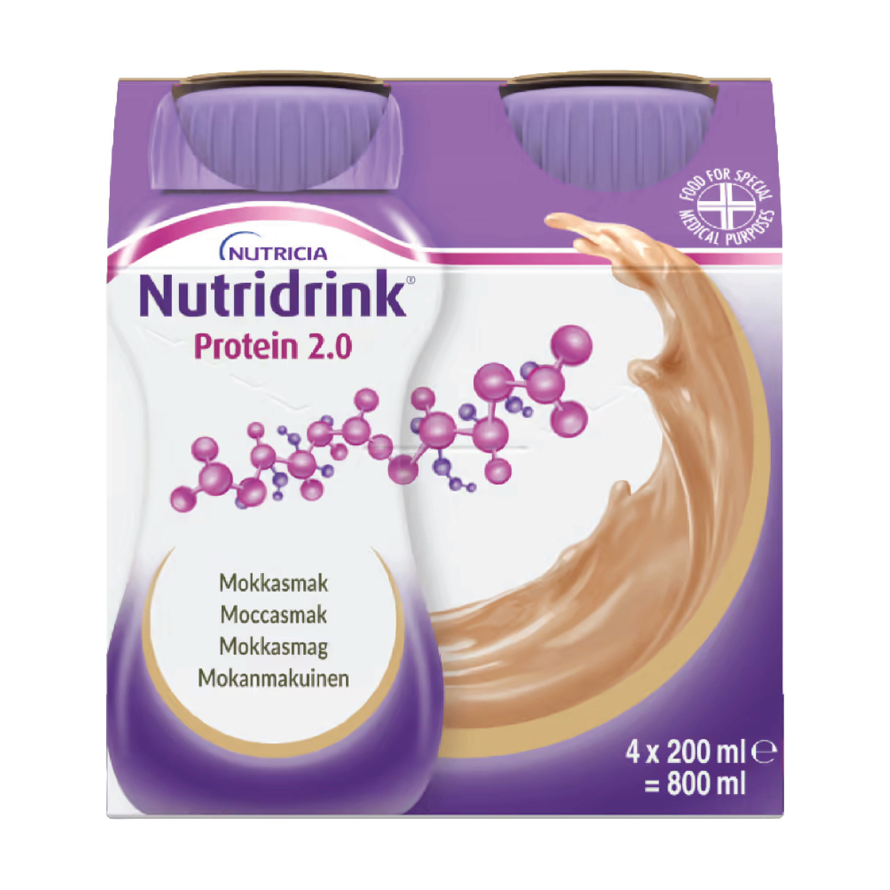 Nutridrink Protein 2.0 Næringsdrikk, Mokka, 4x200 ml