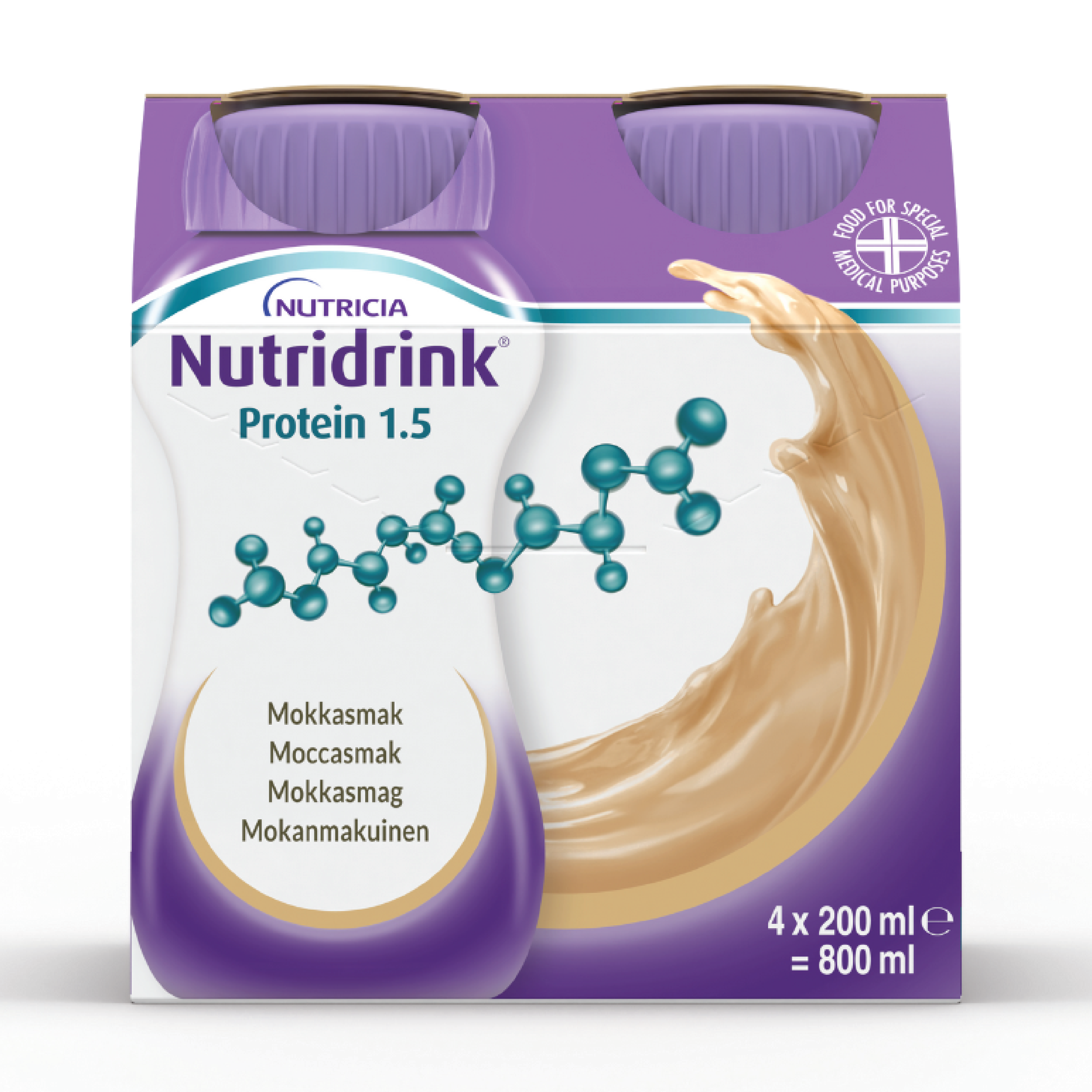 Nutridrink Protein Næringsdrikk, Mokka, 4x200 ml