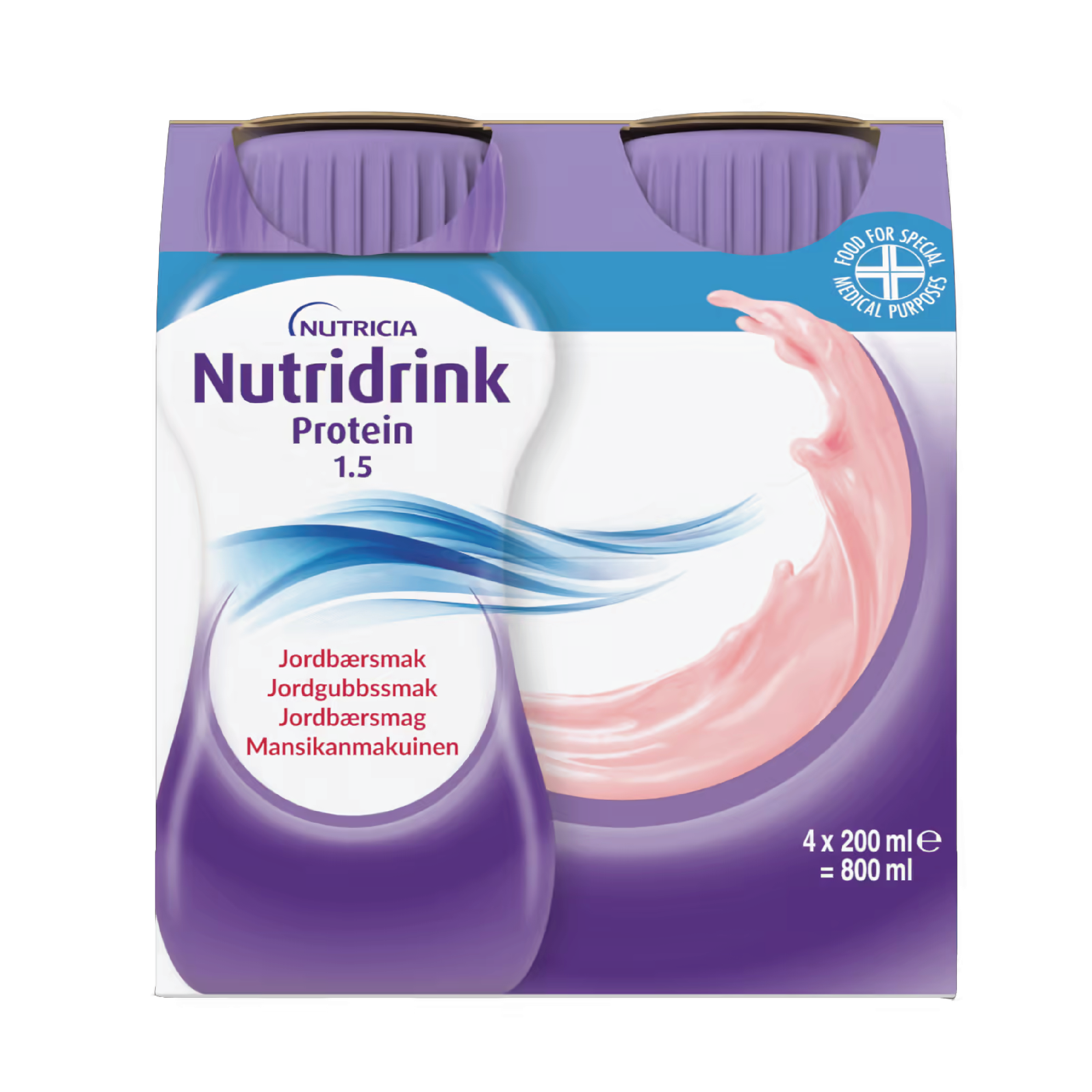 Nutridrink Proteinrik næringsdrikk, Jordbær, 4 x 200 ml