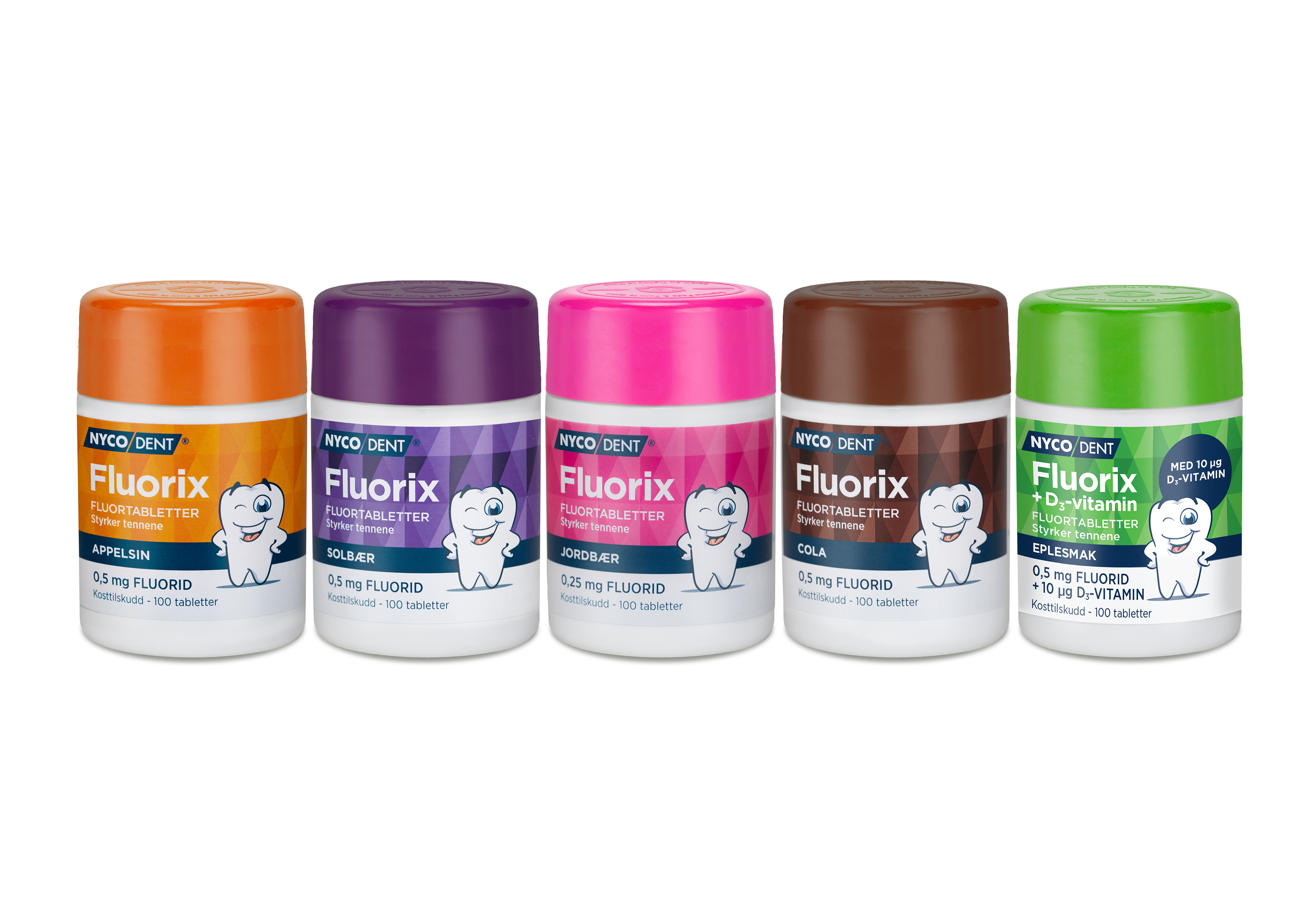 Nycodent Fluorix m/ Jordbær 0,25 mg, 100 stk.