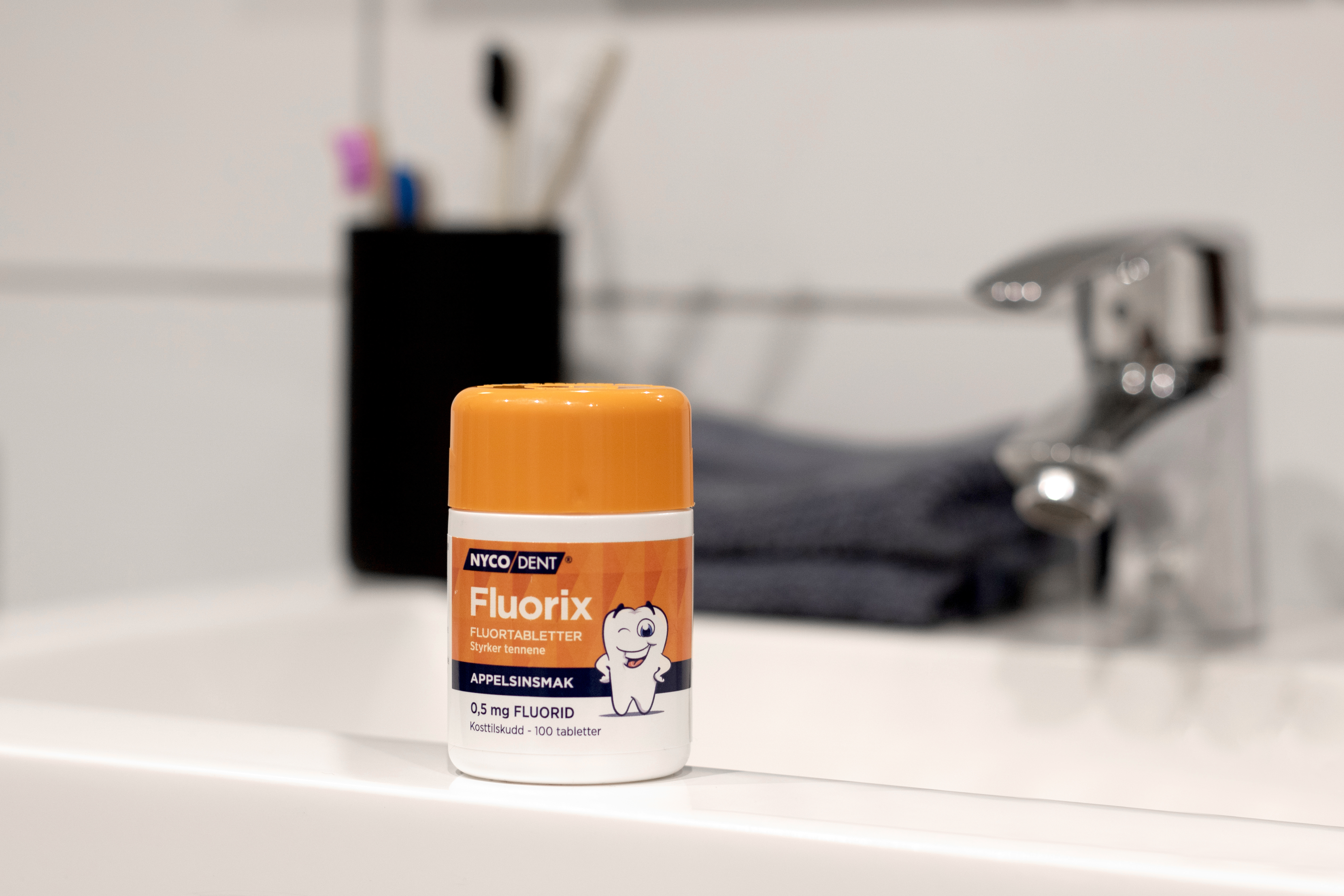 Nycodent Fluorix m/Appelsin 0,5 mg, 100 stk.