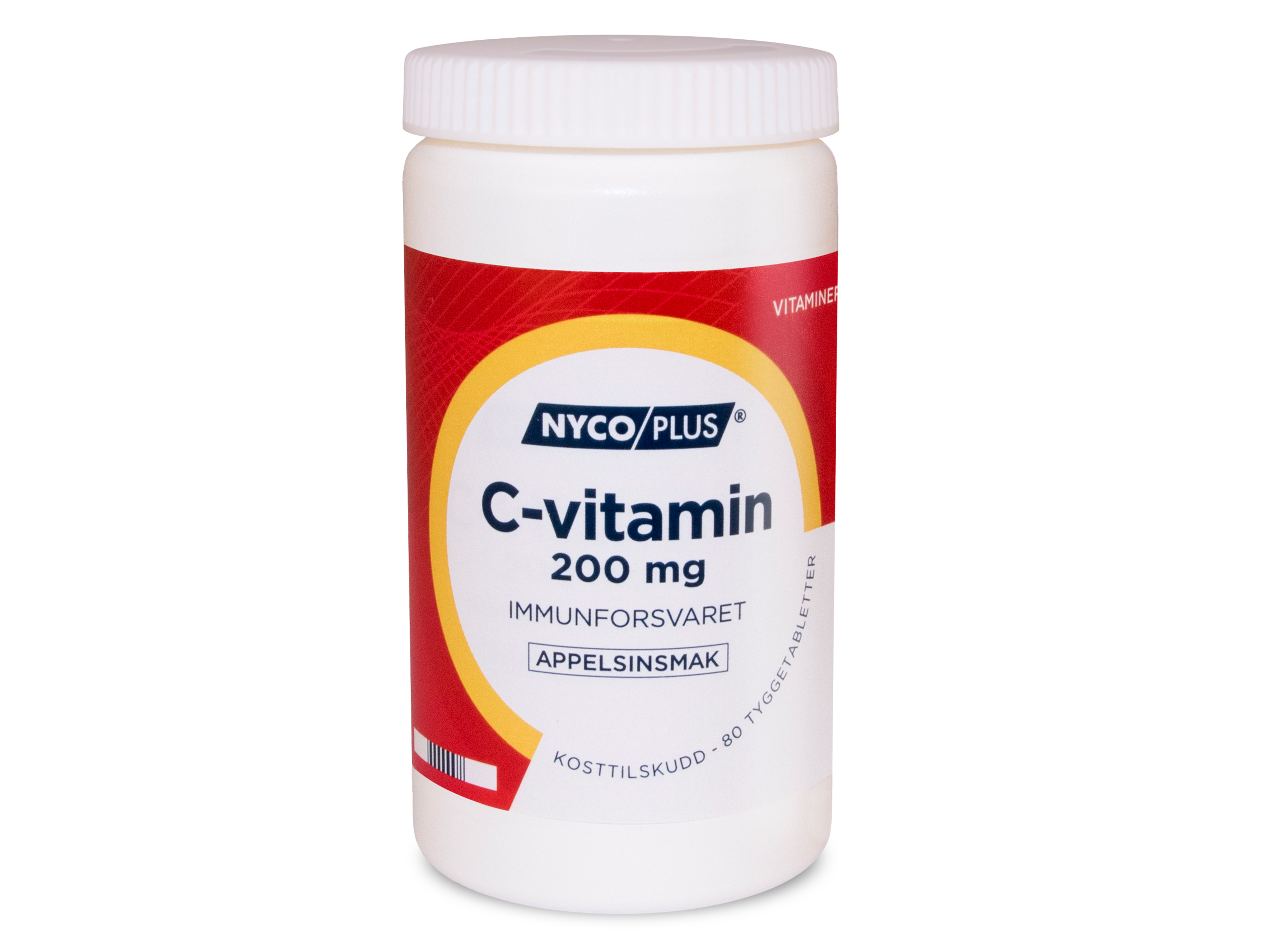 Nycoplus C-vitamin 200 mg, Appelsin, 80 tyggetabletter