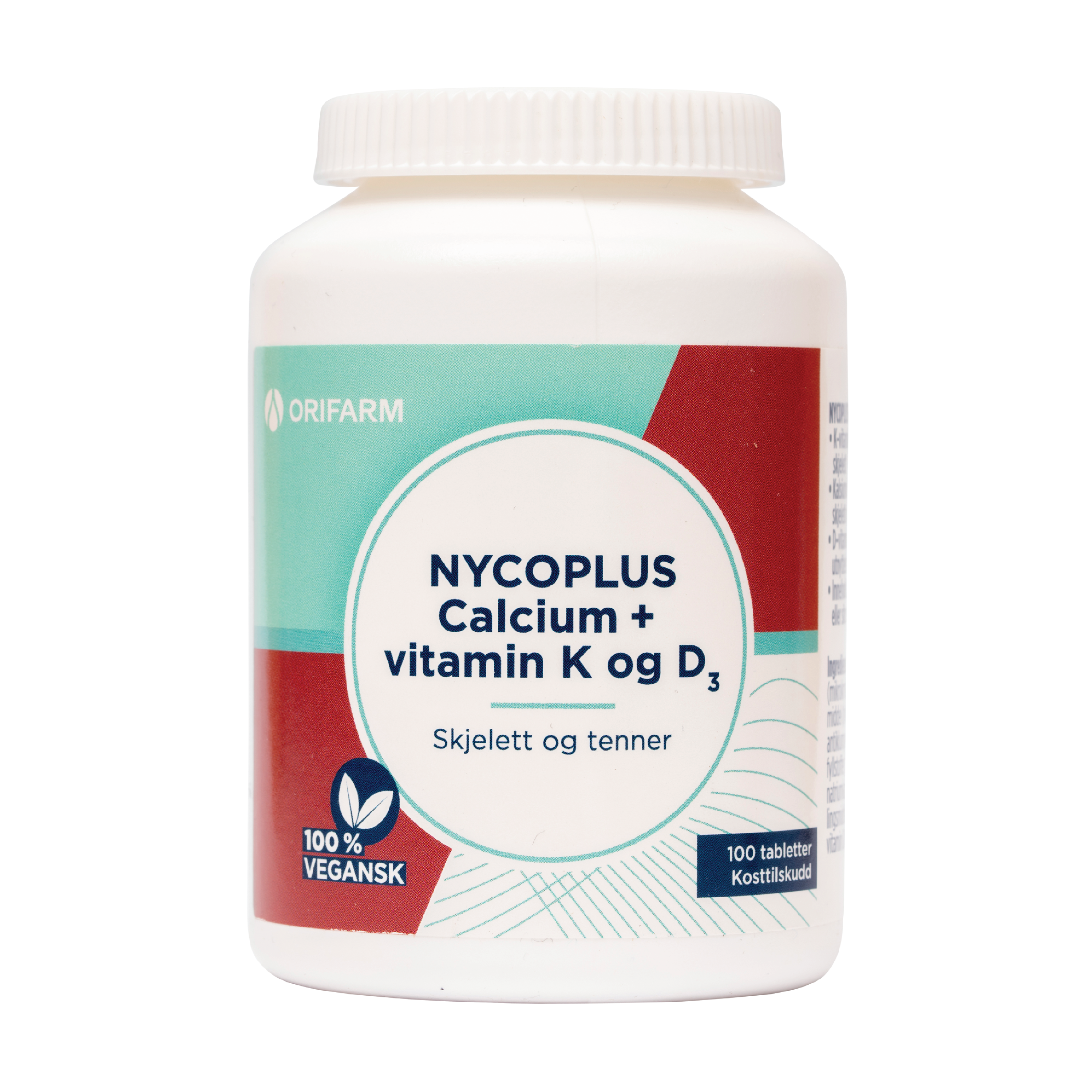 Nycoplus Calcium + vitamin K og D3, 100 tabletter