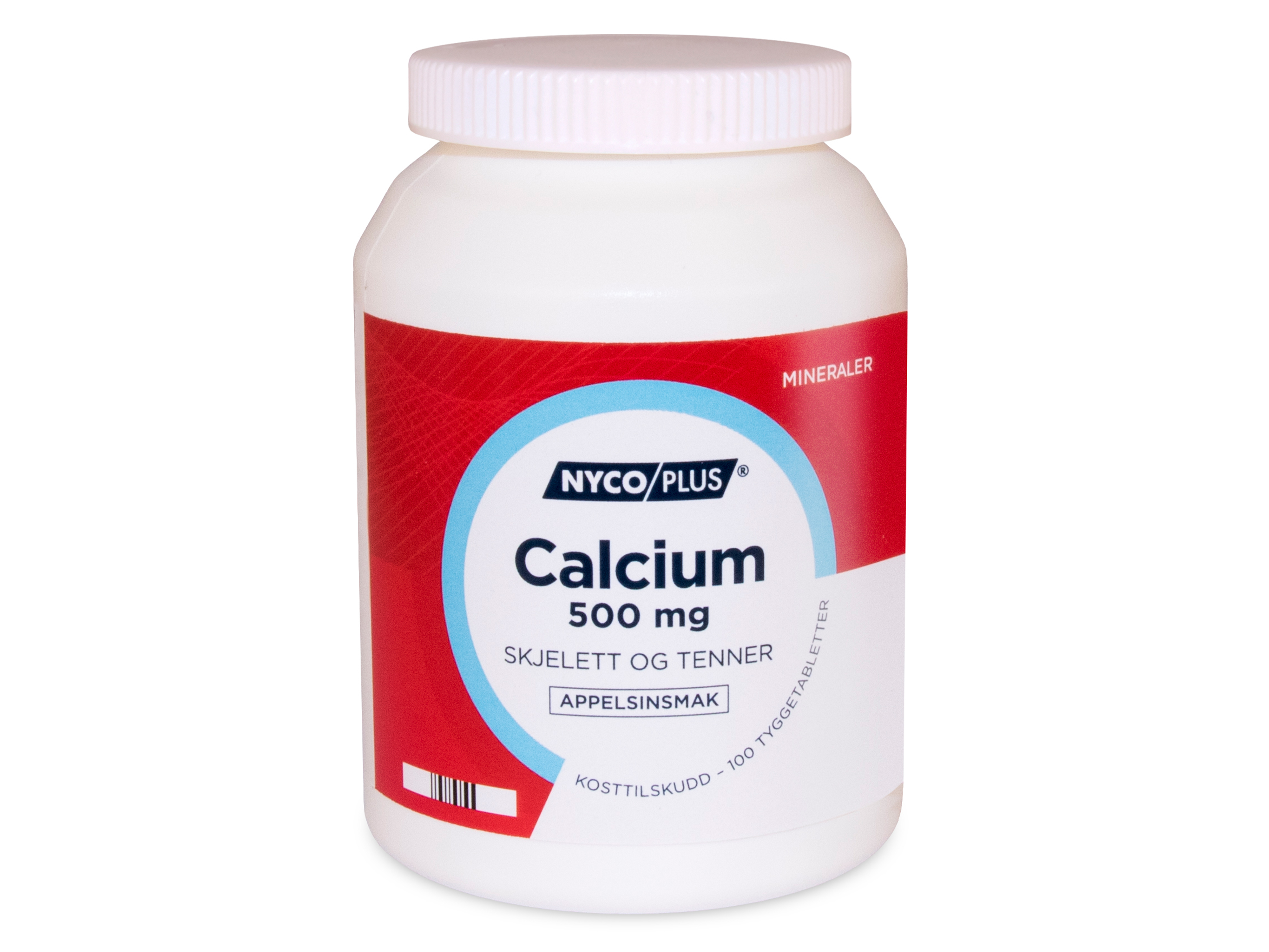 Nycoplus Calcium 500 mg, Appelsin, 100 tyggetabletter