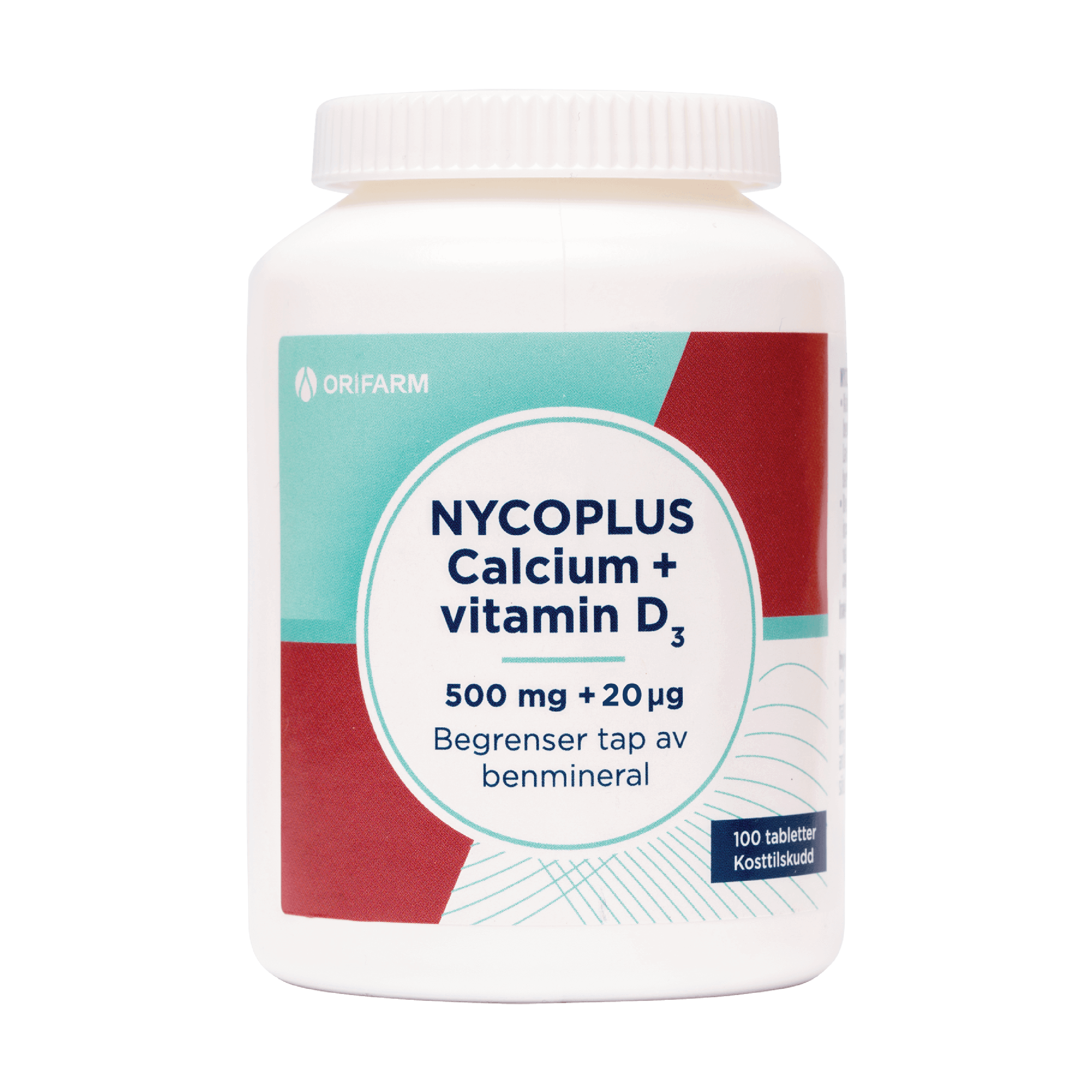 Nycoplus Calcium 500 mg + vitamin D3 20 µg tabletter, 100 stk.