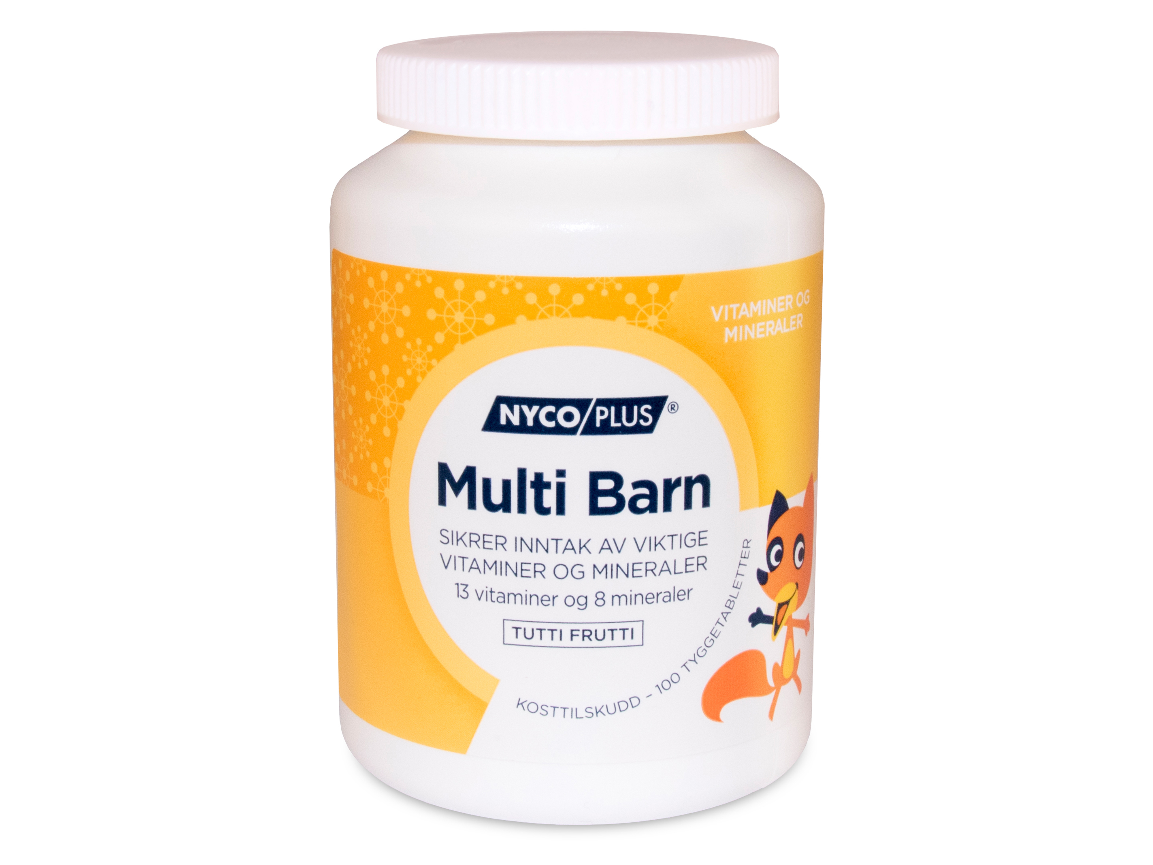 Nycoplus Multi Barn, Tutti Frutti, 100 tyggetabletter