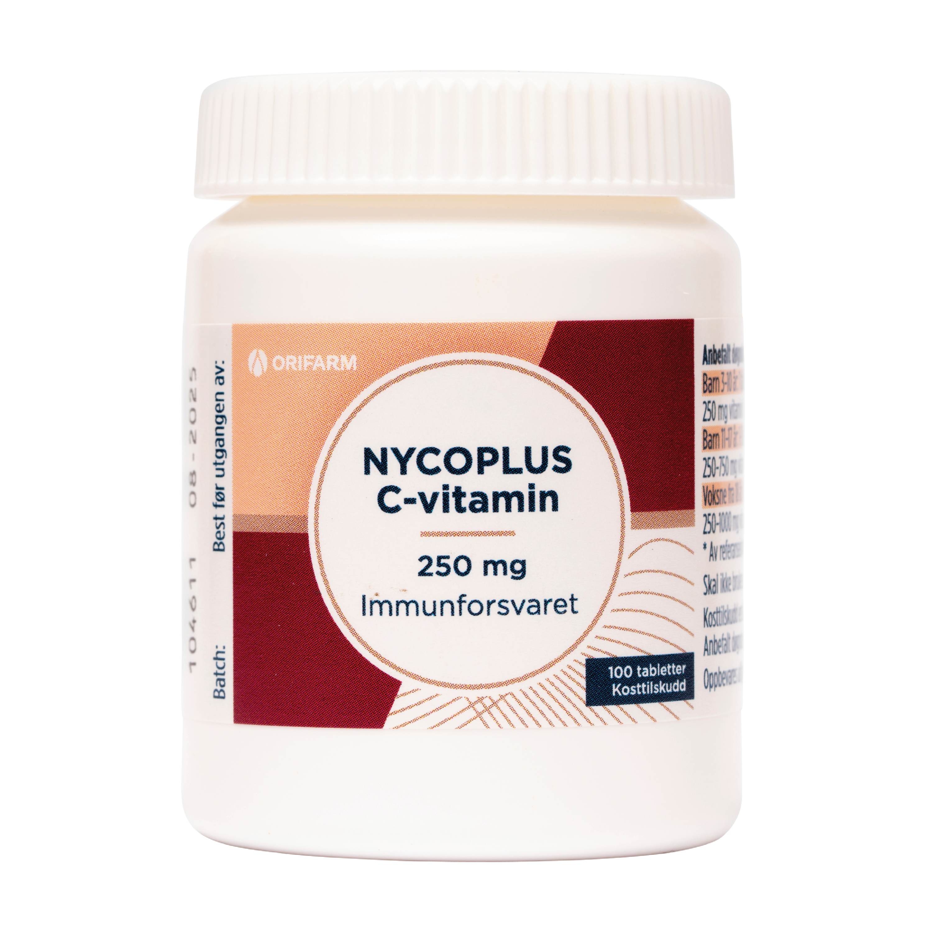 Nycoplus C-vitamin tab 250 mg, 100 tabletter