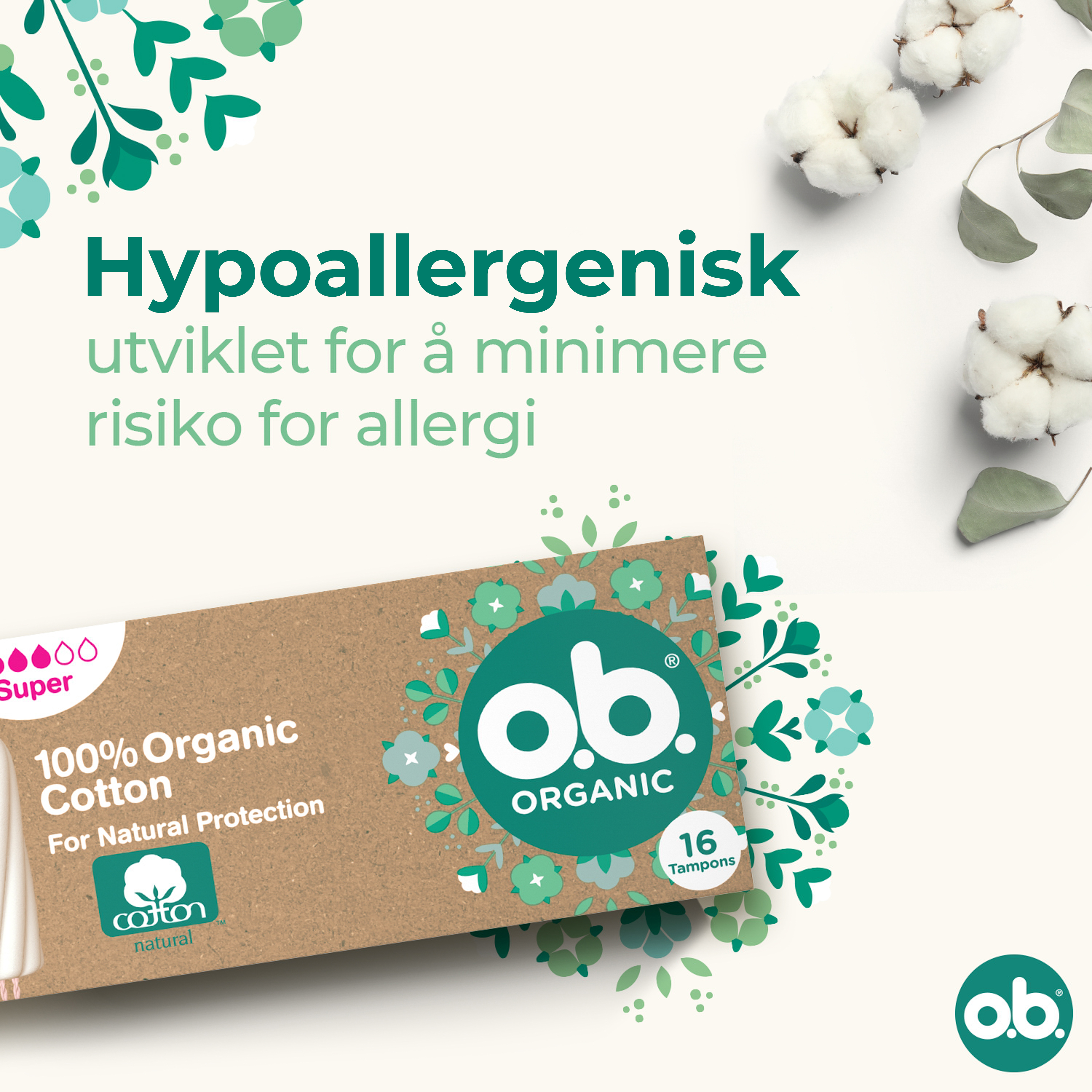 o.b. Organic Super Tamponger, 16 stk.