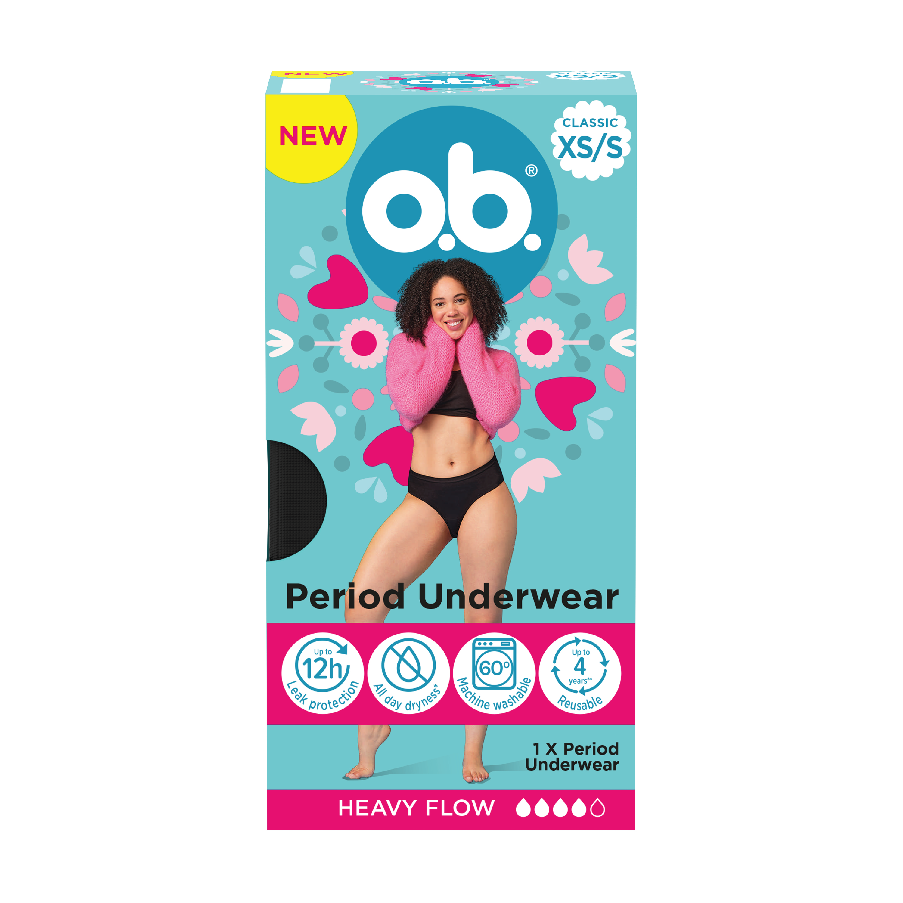 o.b. Period pants XS/S, Str. XS/S, svart, 1 stk.