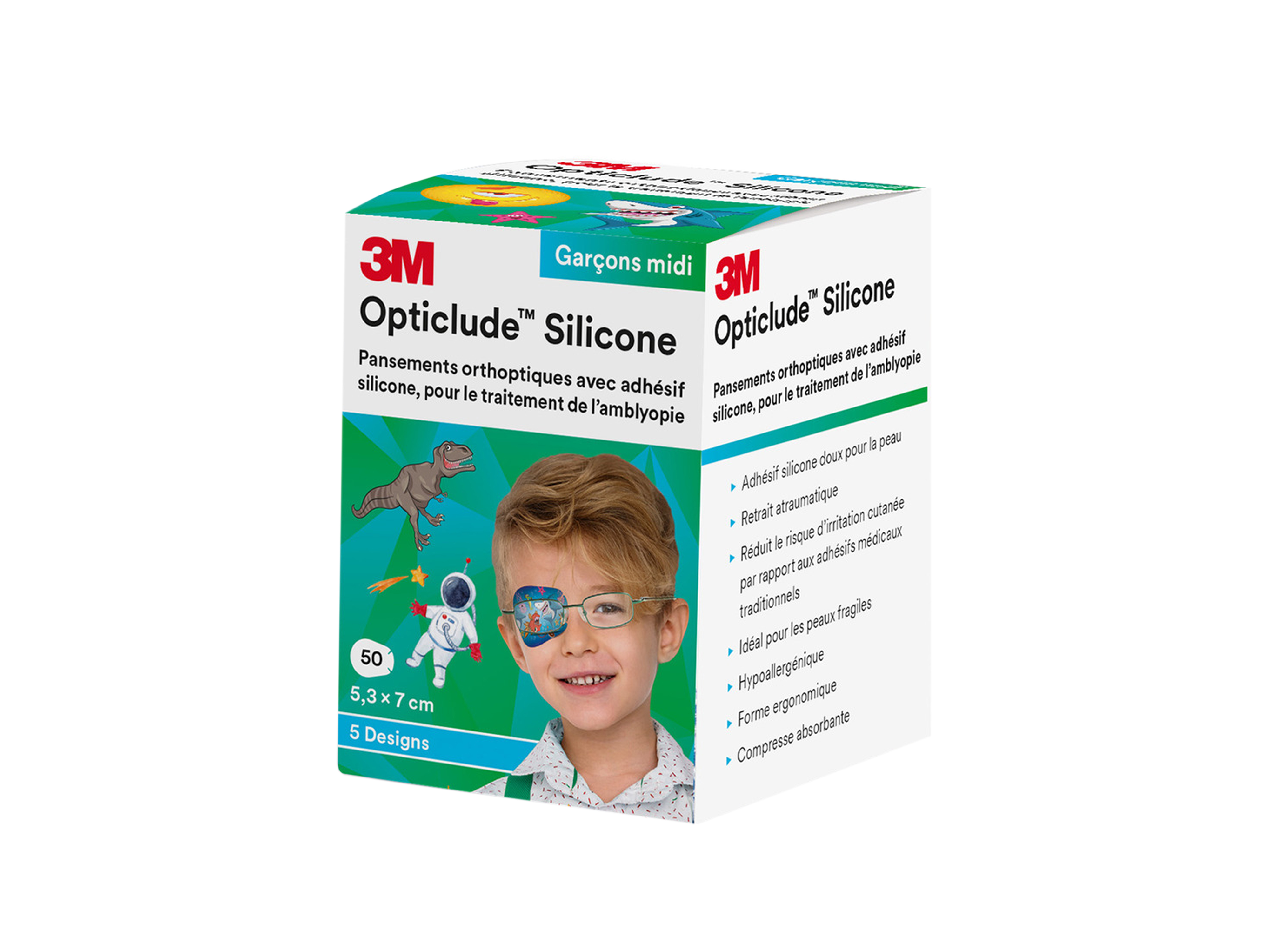 Opticlude Silicone øyelapp gutt, Midi, 50 stk.