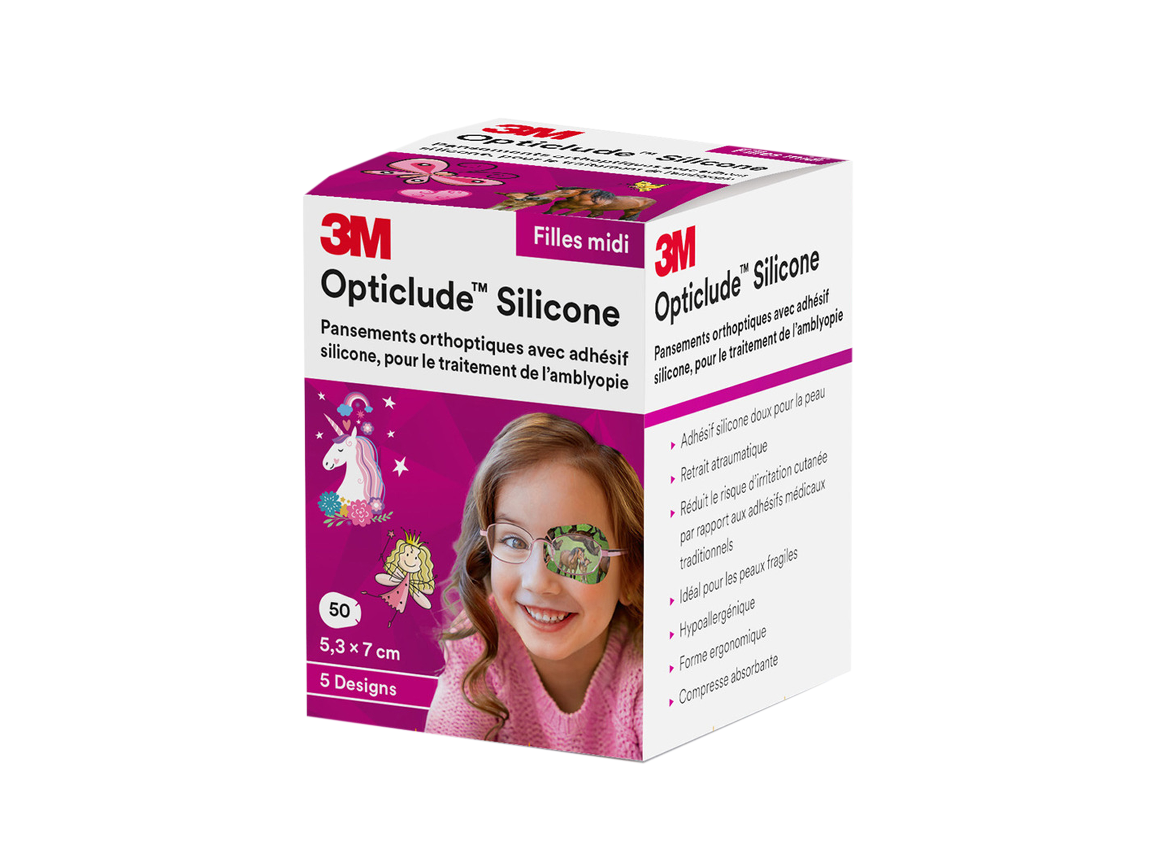 Opticlude Silicone øyelapp jente, Midi, 50 stk.