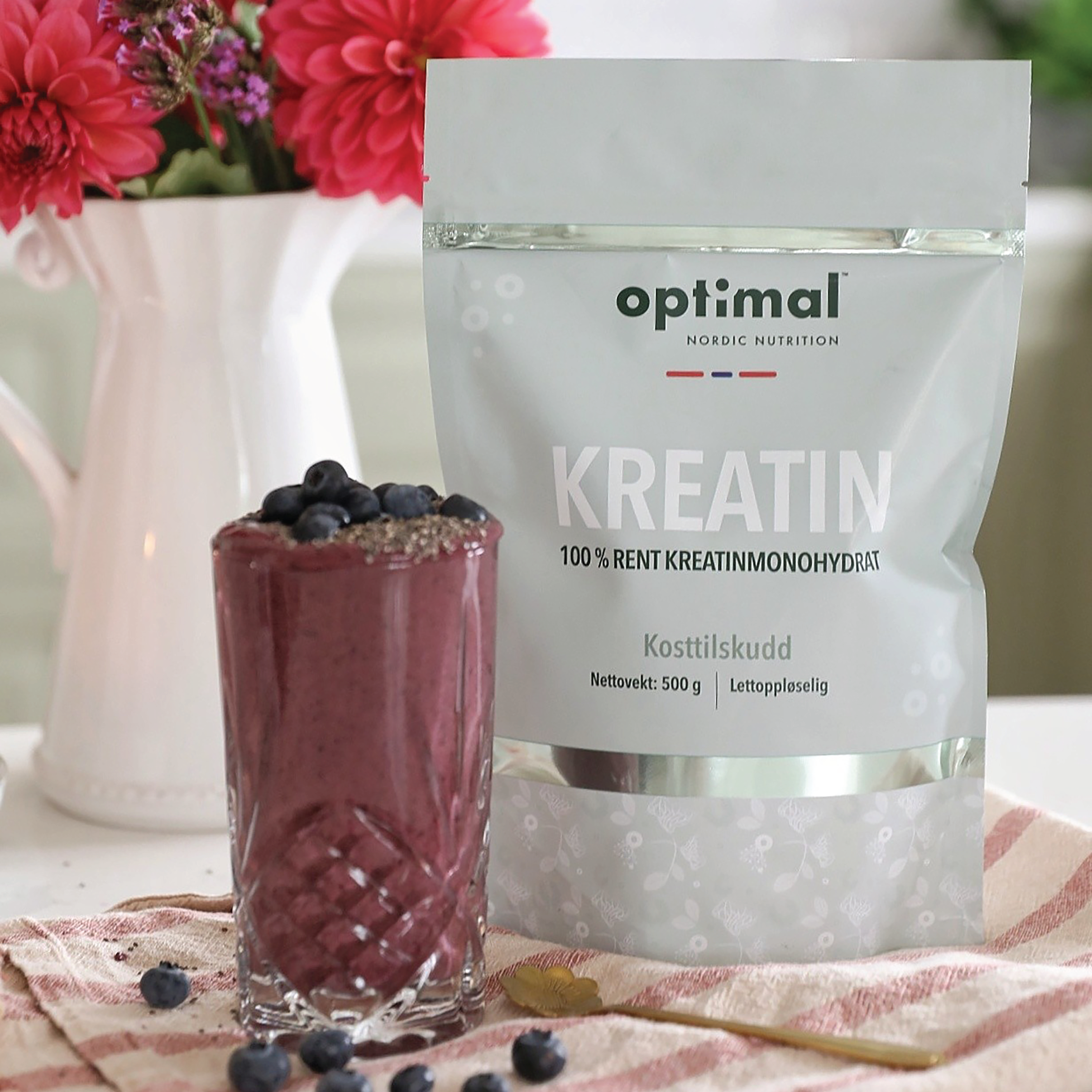 Optimal Nordic Nutrition Kreatin Monohydrat, 500 g