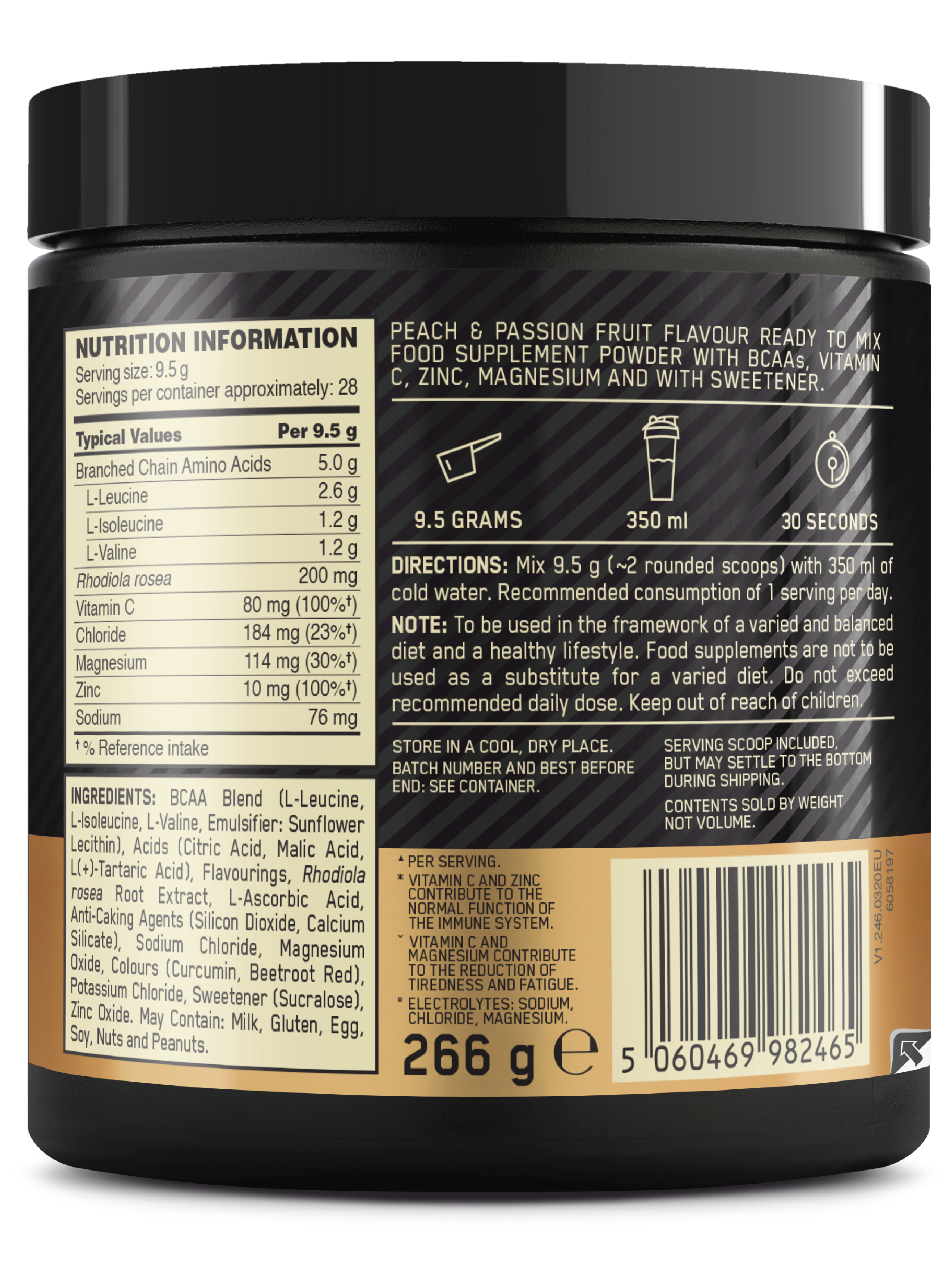 Optimum Nutrition GOLD Standard BCAA Train + Sustain, Raspberry & Pomegranate, 266 g