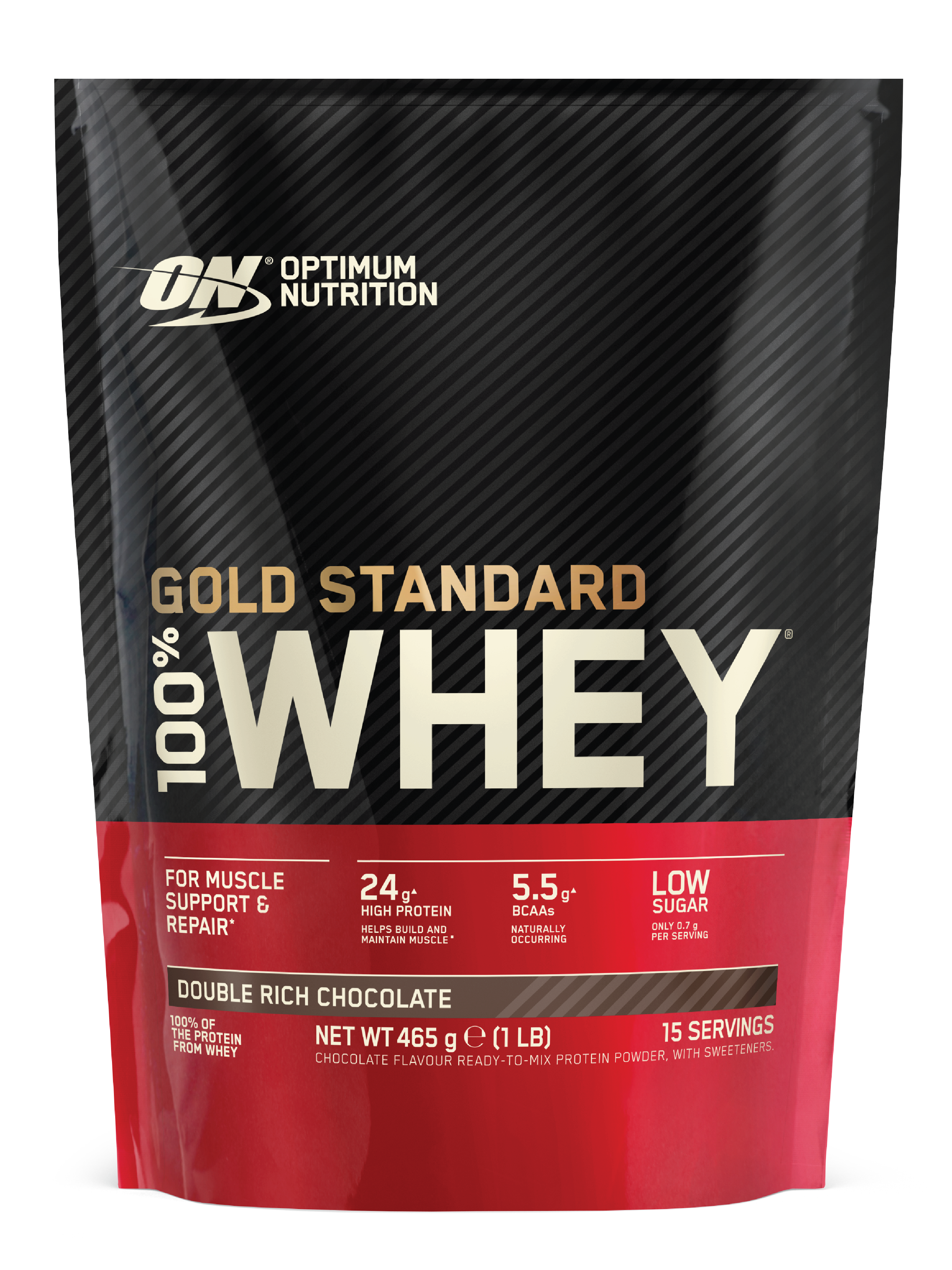 Optimum Nutrition 100% Whey GOLD Standard Whey, Double Rich Chocolate, 465 g