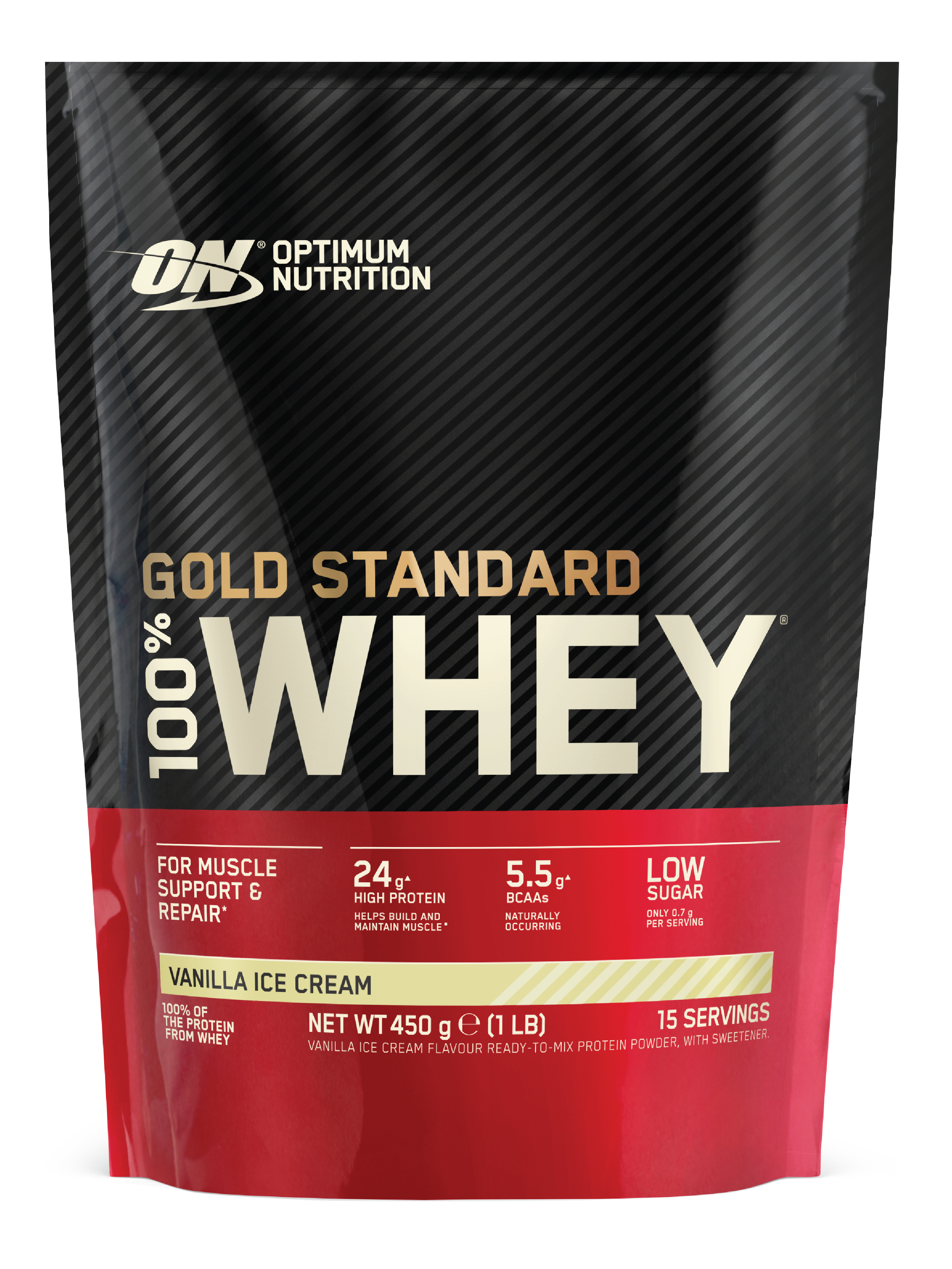 Optimum Nutrition 100% Whey GOLD Standard Whey, Vanilla Ice Cream, 450 g