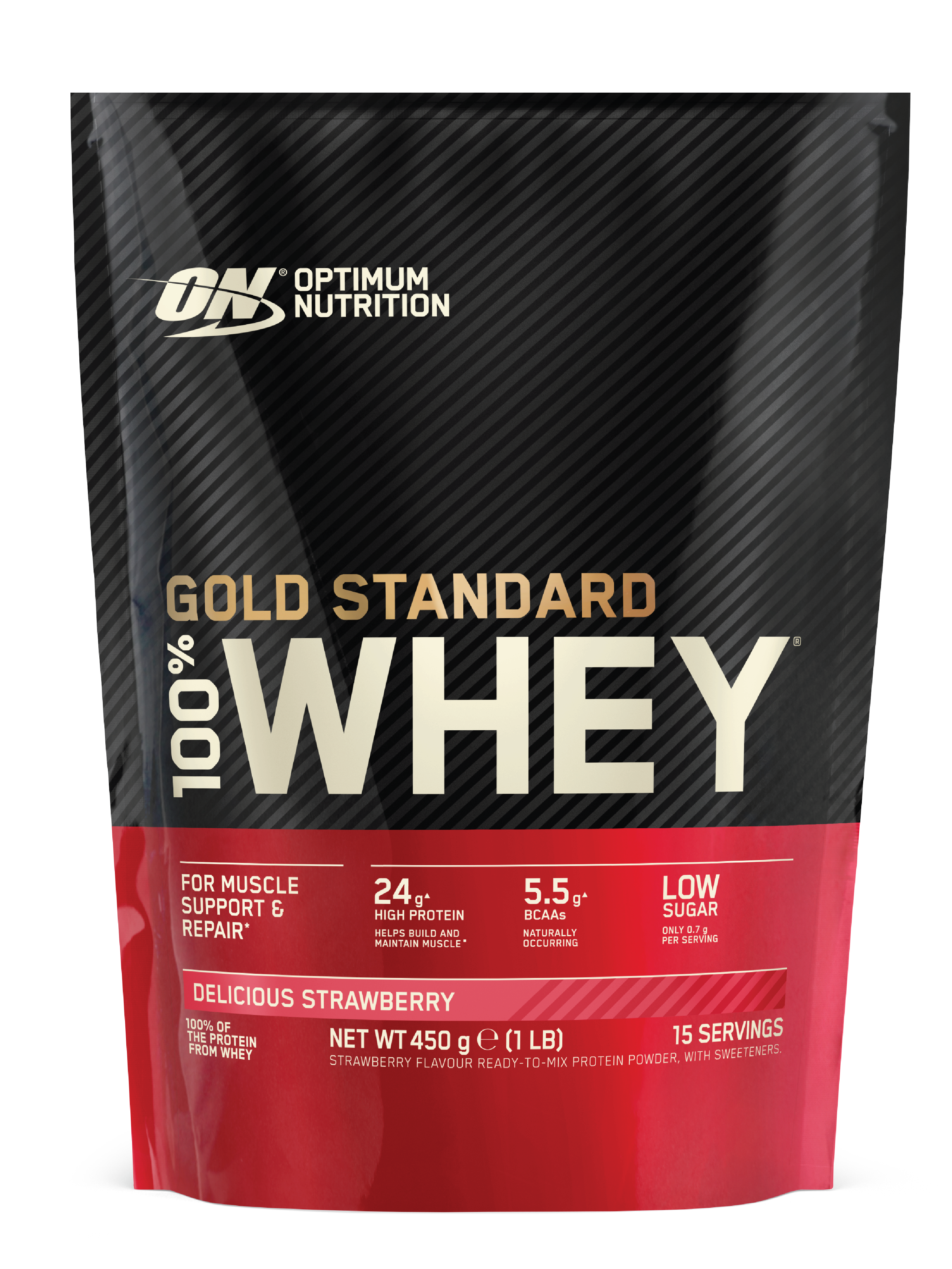 Optimum Nutrition 100% Whey GOLD Standard Whey, Delicious Strawberry, 450 g