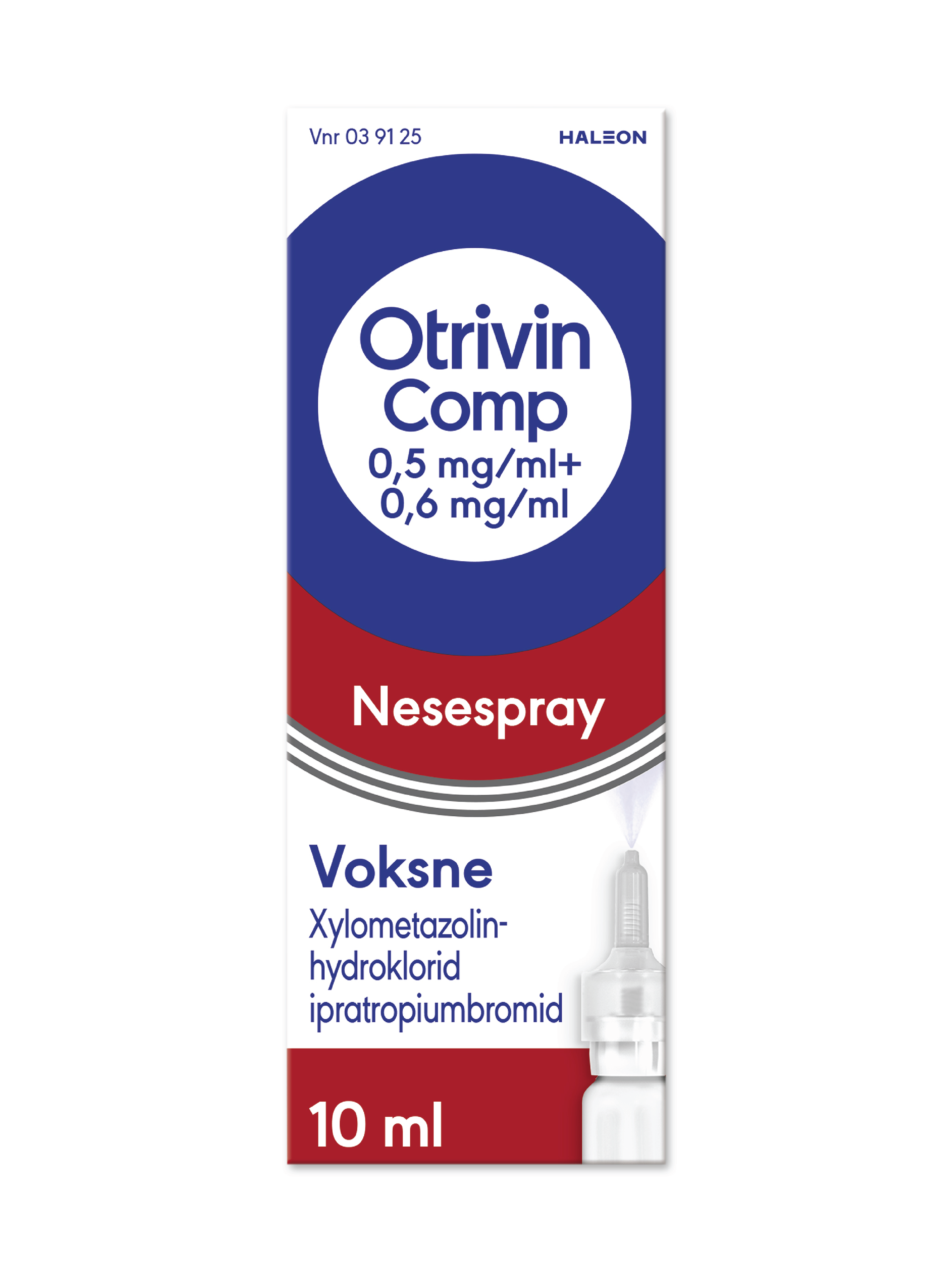 Otrivin Comp Nesespray, 0,5 mg/ml + 0,6 mg/ml, Til voksen, 10 ml